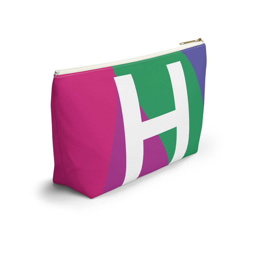 Initials Colorblock Accessory Pouch — Monogram H T-Bottom Cosmetic Bag