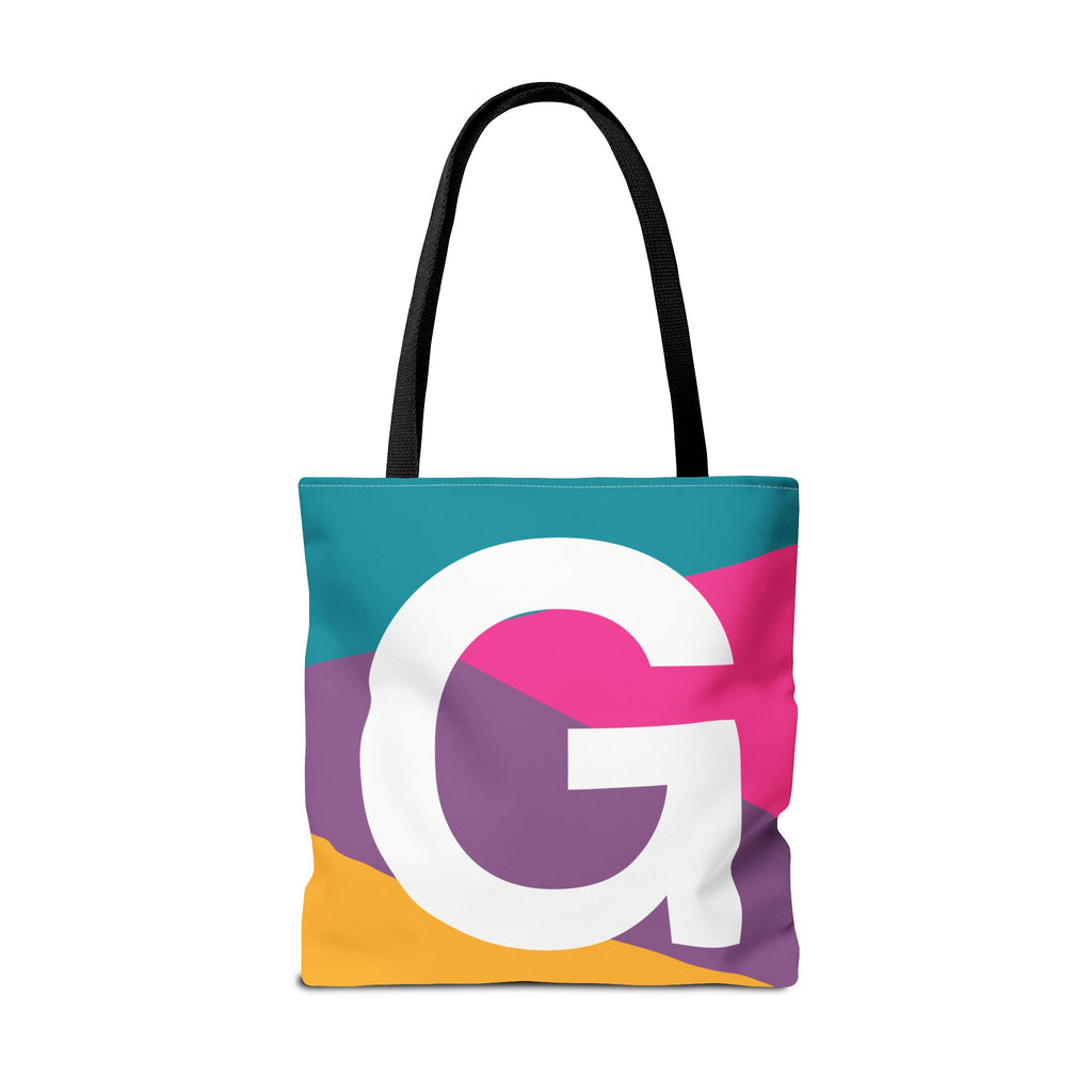 Monogram 'G' Colorblock Tote Bag — Personalized Initial G Shoulder Tote