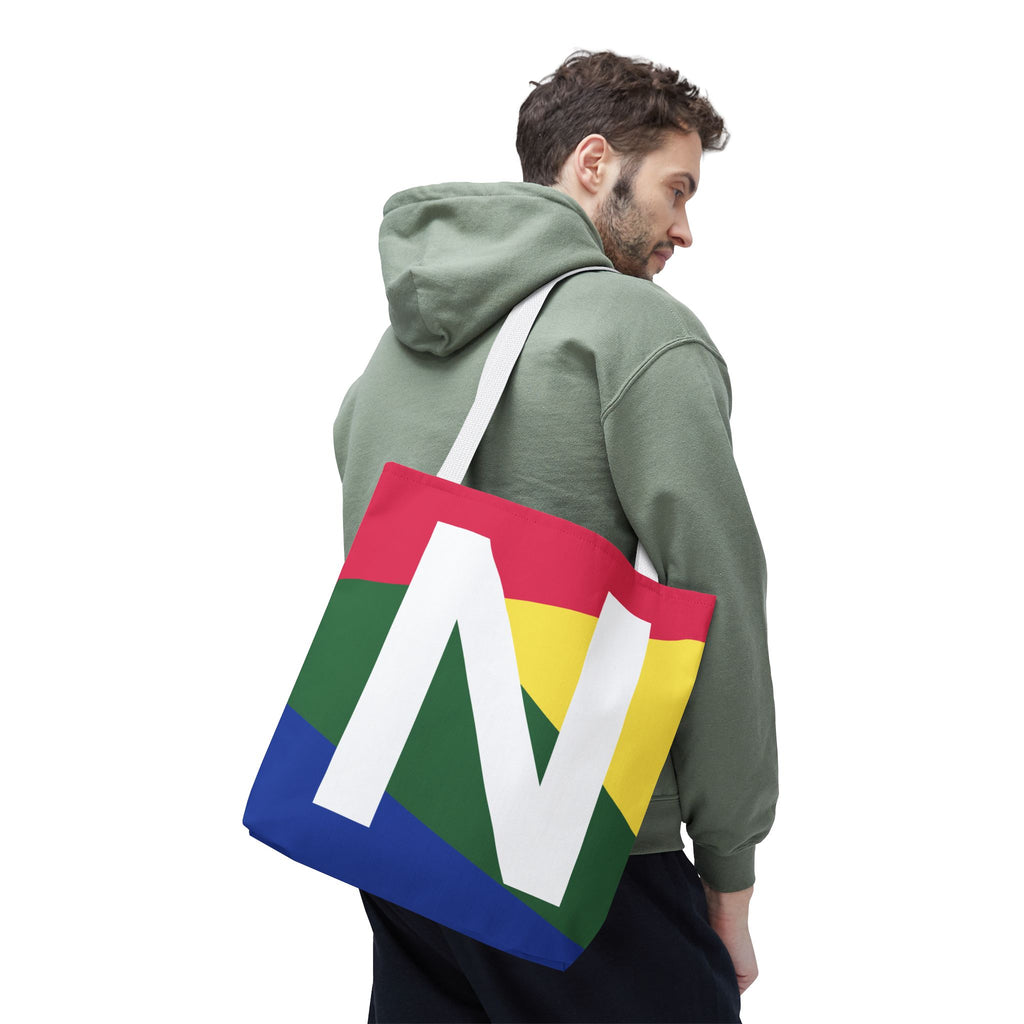 Monogram 'N' Colorblock Tote Bag — Personalized Initial N Shoulder Tote