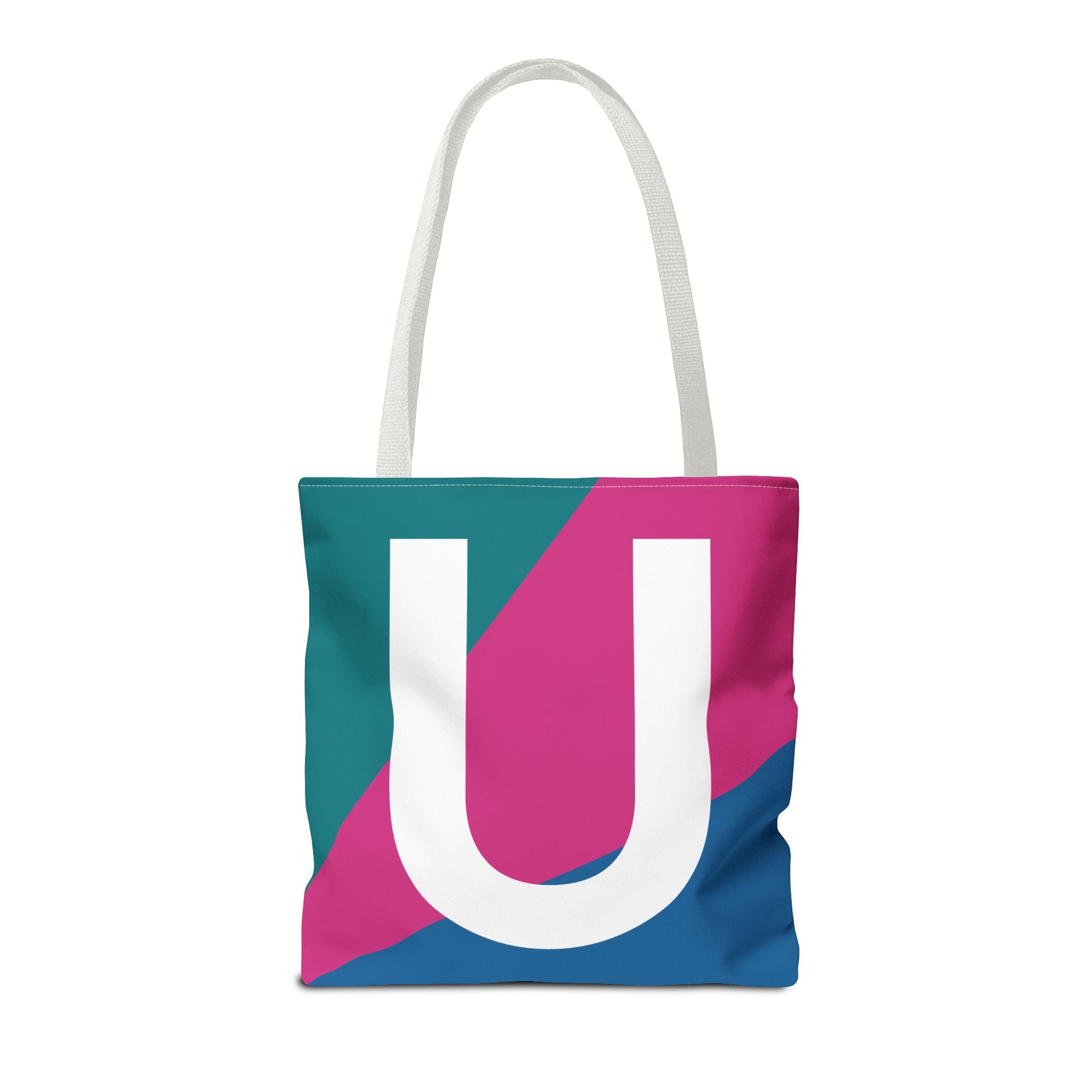 Monogram 'U' Colorblock Tote Bag — Personalized Initial U Shoulder Tote