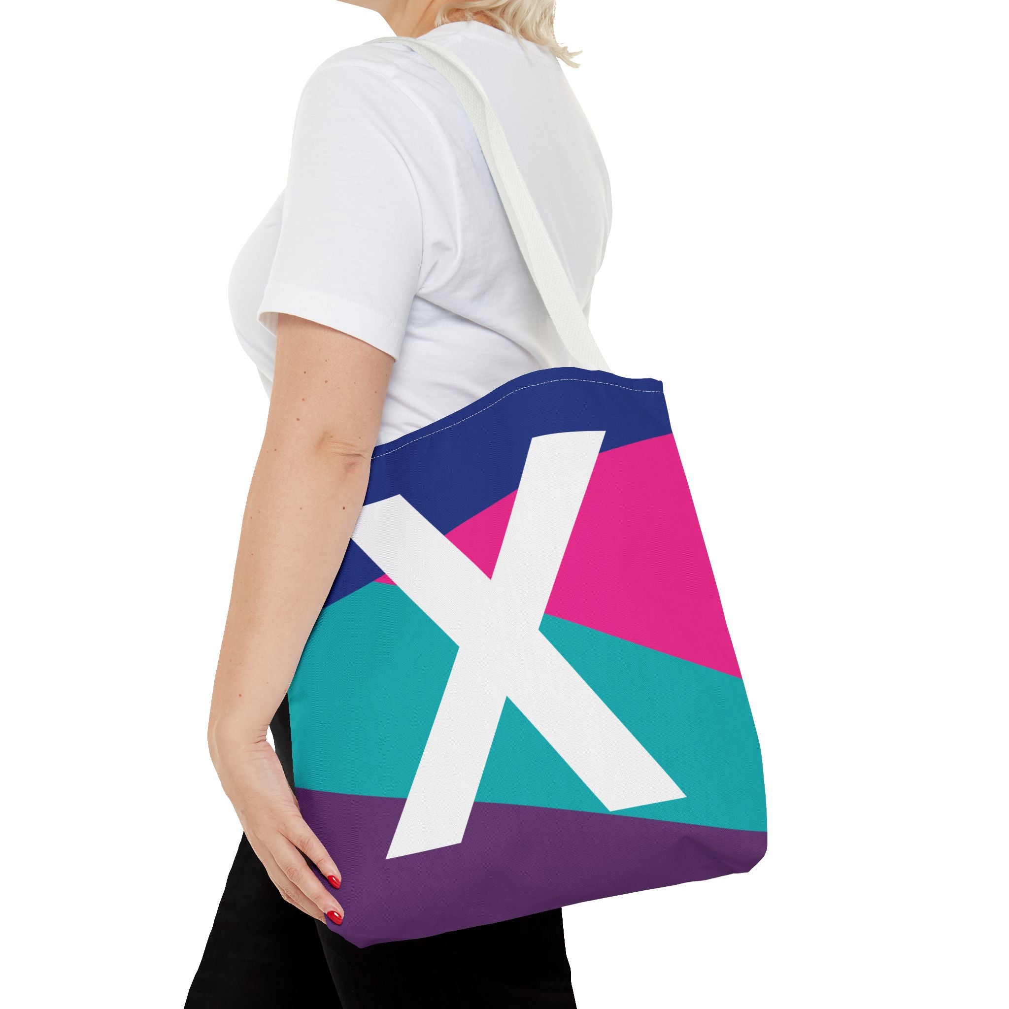 Monogram 'X' Colorblock Tote Bag — Personalized Initial X Shoulder Tote