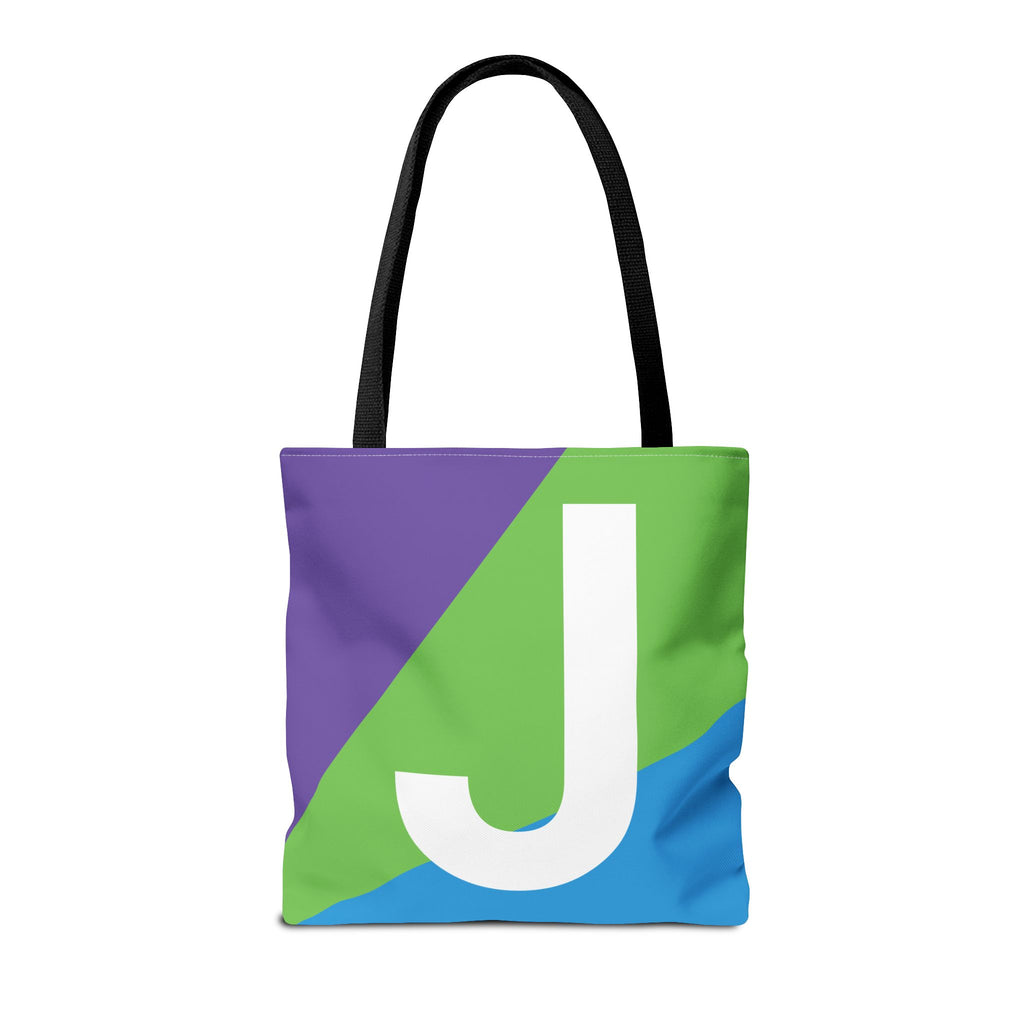Monogram 'J' Colorblock Tote Bag — Personalized Initial J Shoulder Tote