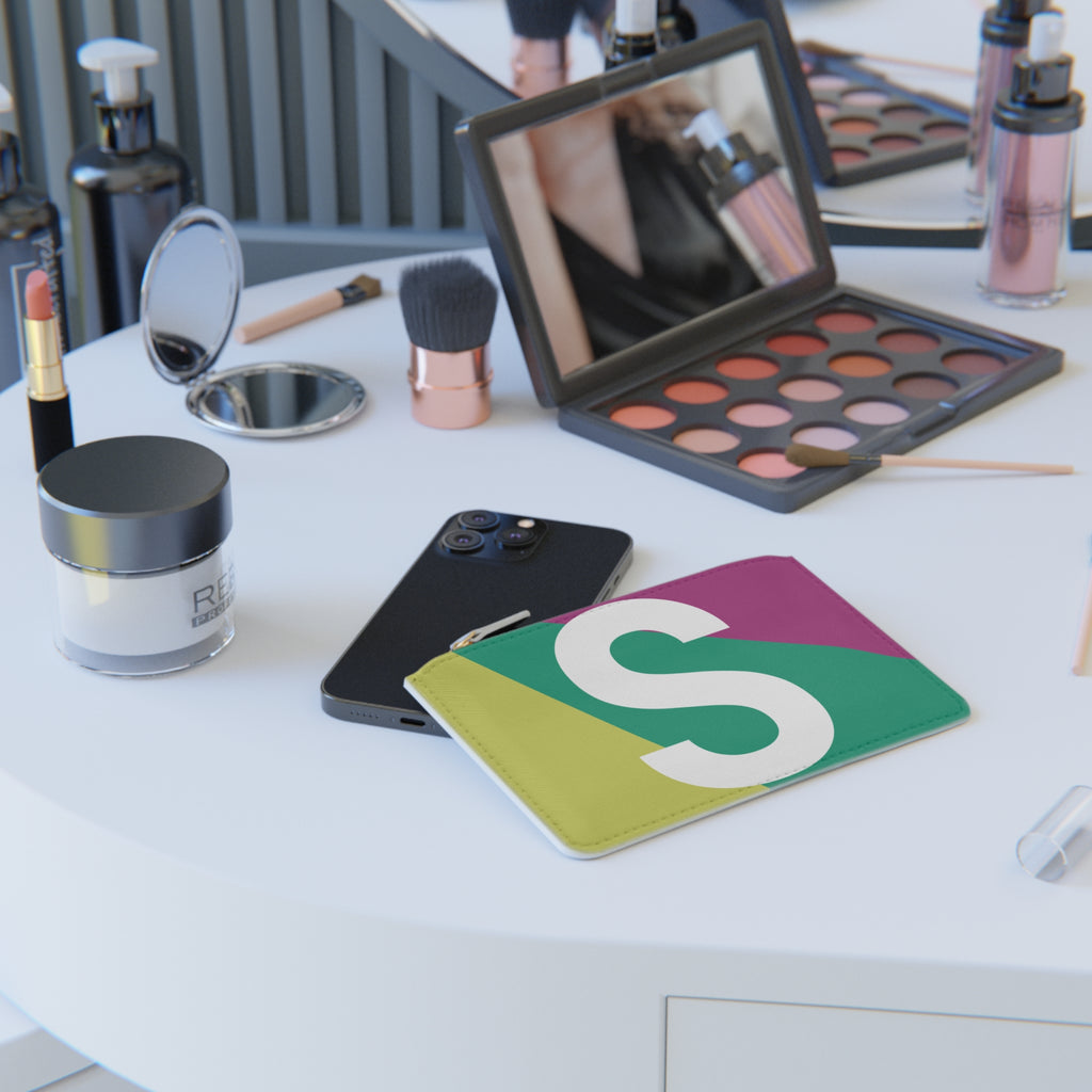 Initial S Mini Clutch — Colorblock Monogram Wristlet Wallet