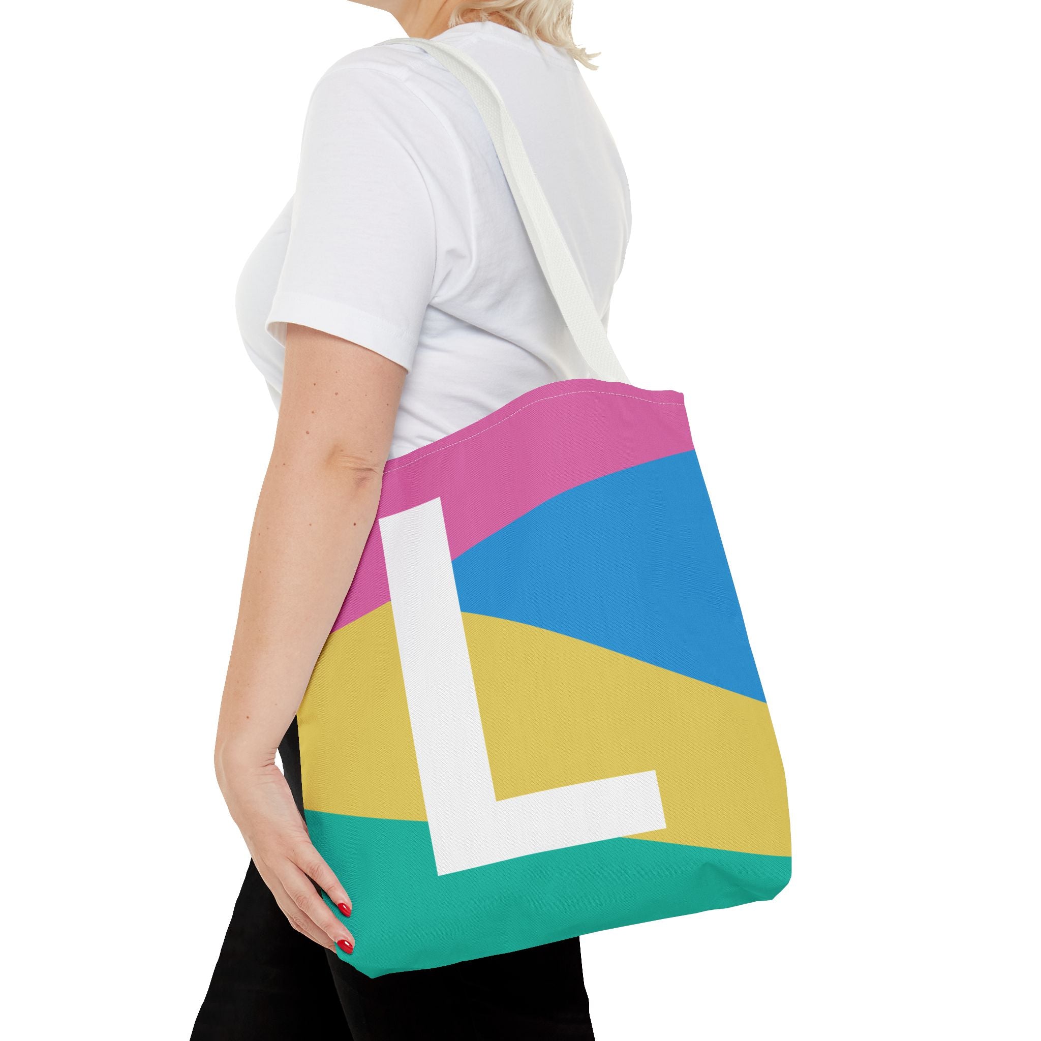 Monogram 'L' Colorblock Tote Bag — Personalized Initial L Shoulder Tote