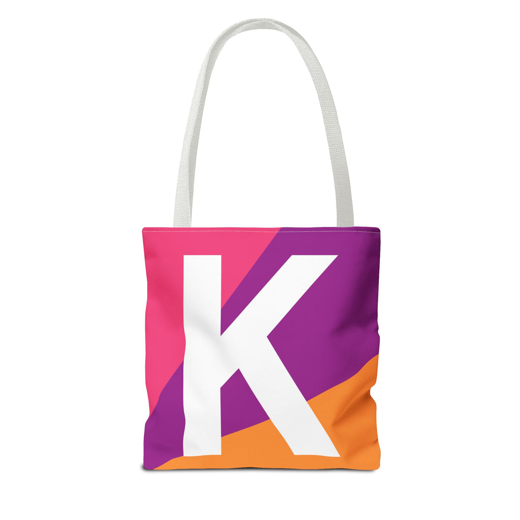 Monogram 'K' Colorblock Tote Bag — Personalized Initial K Shoulder Tote