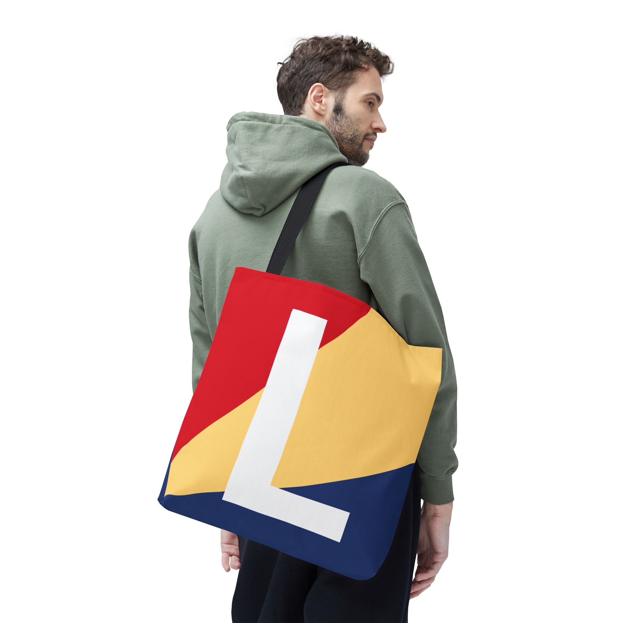 Monogram 'L' Colorblock Tote Bag — Personalized Initial L Shoulder Tote