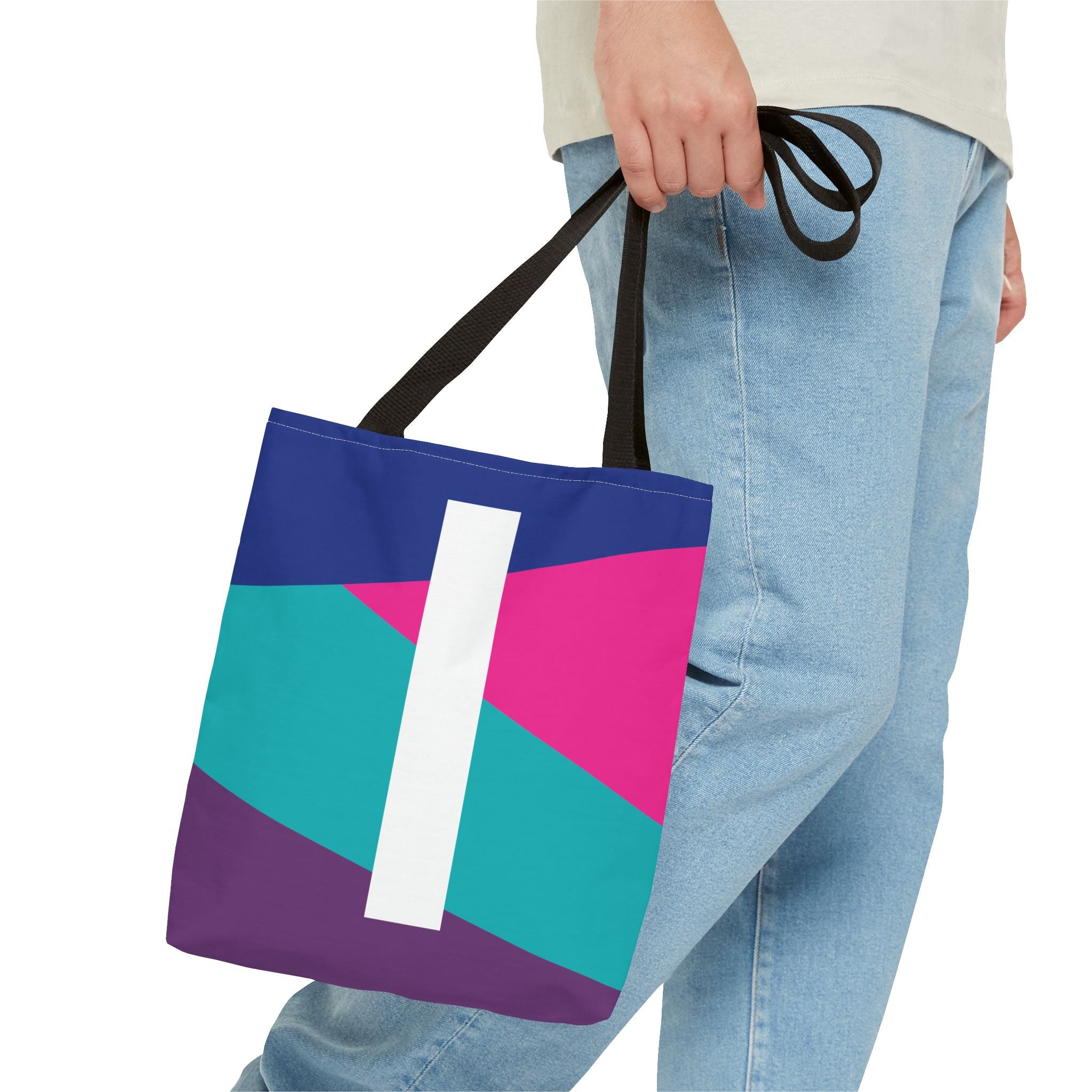 Monogram 'I' Colorblock Tote Bag — Personalized Initial I Shoulder Tote