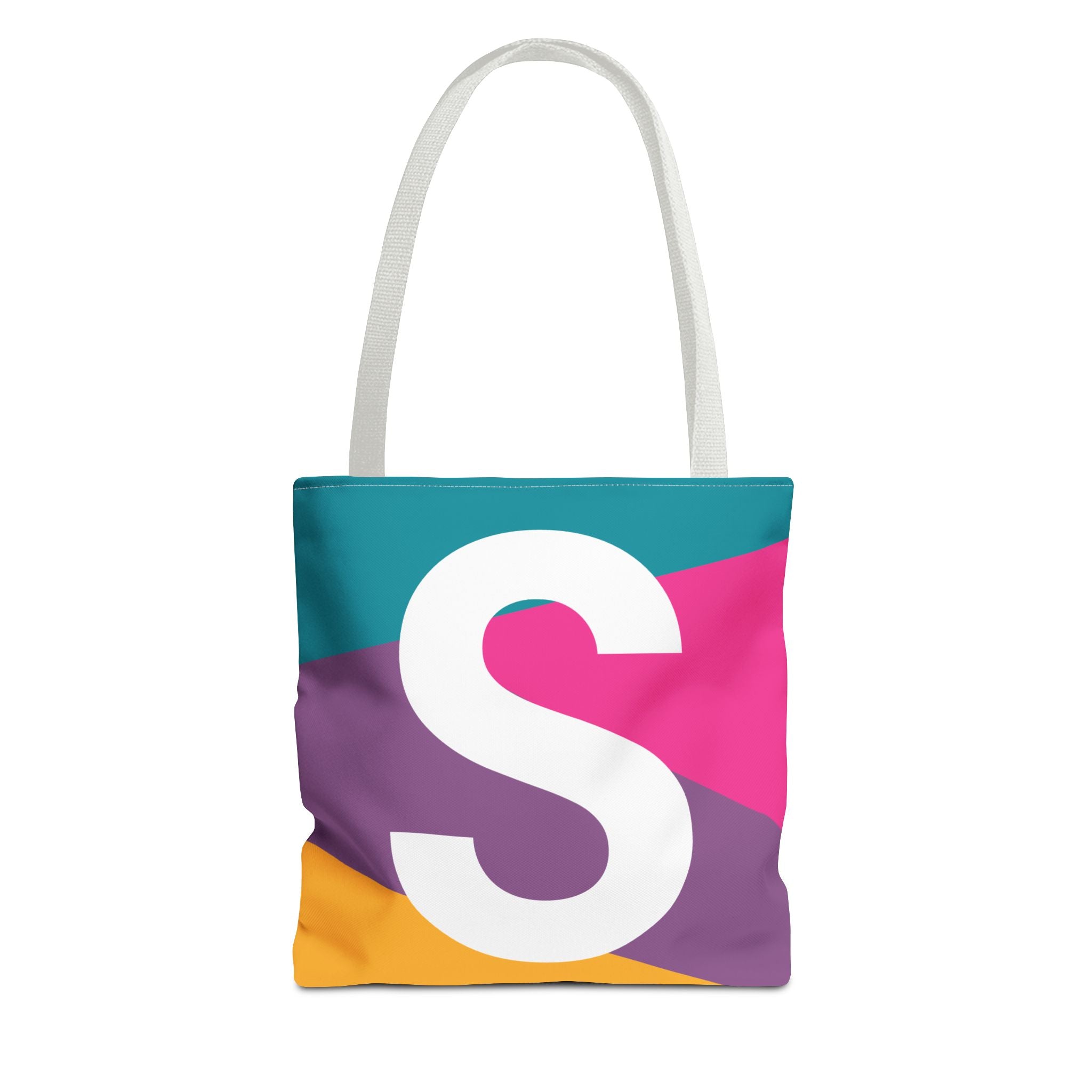 Monogram 'S' Colorblock Tote Bag — Personalized Initial S Shoulder Tote