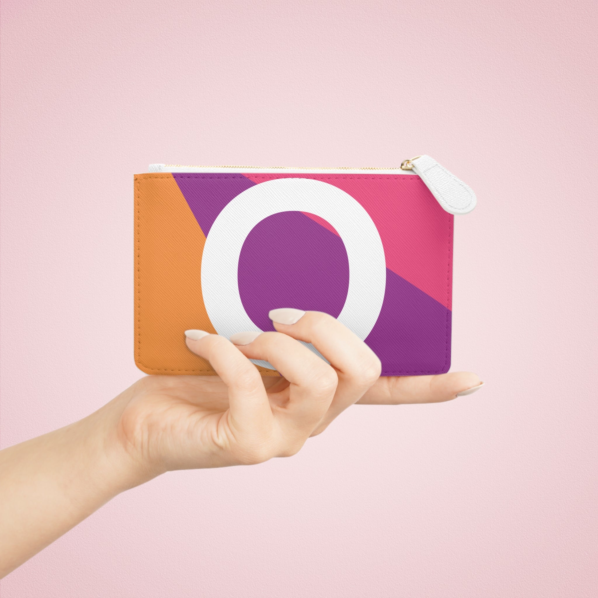 Initial O Mini Clutch — Colorblock Monogram Wristlet Wallet