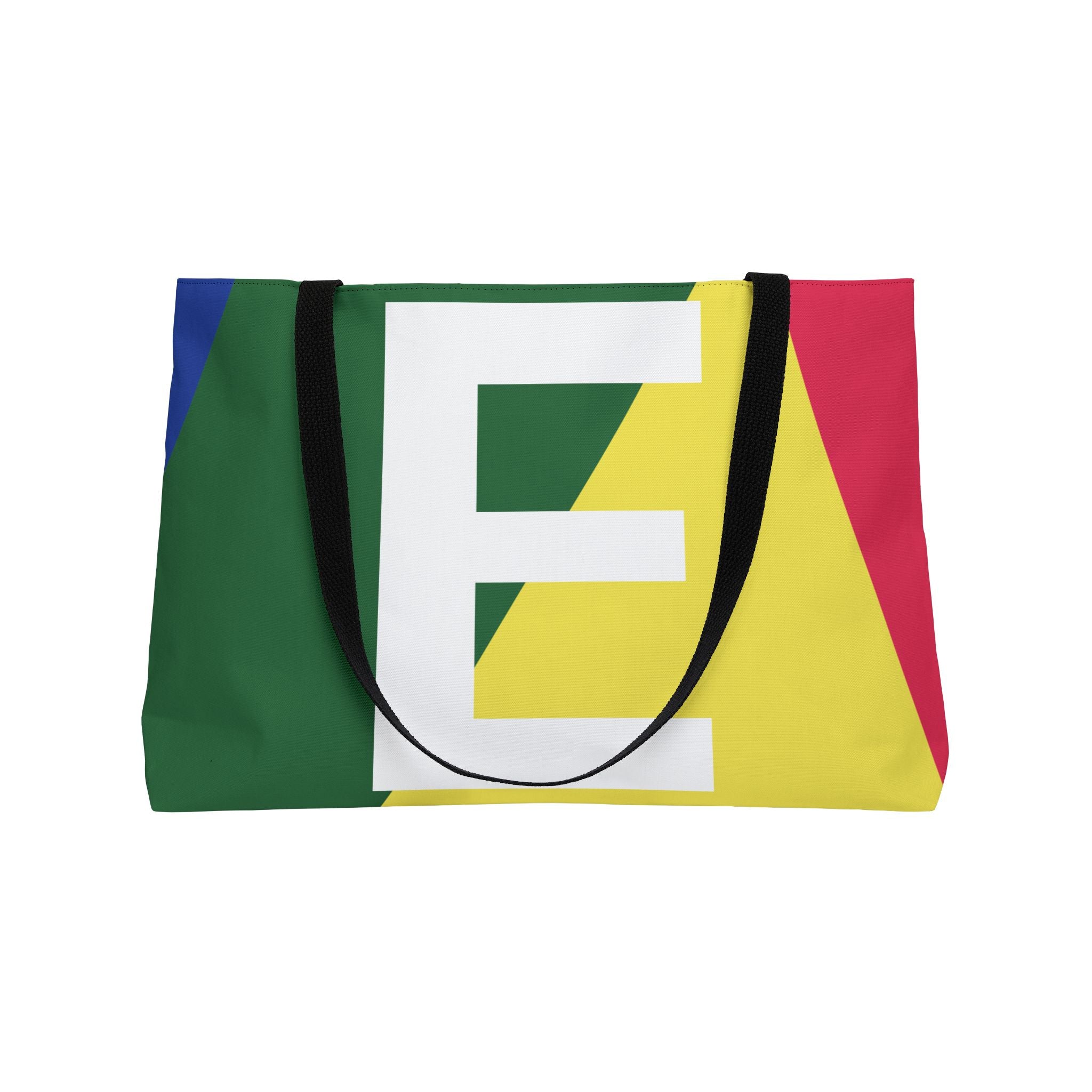 Personalized 'E' Colorblock Tote Bag — Monogram Weekender Tote