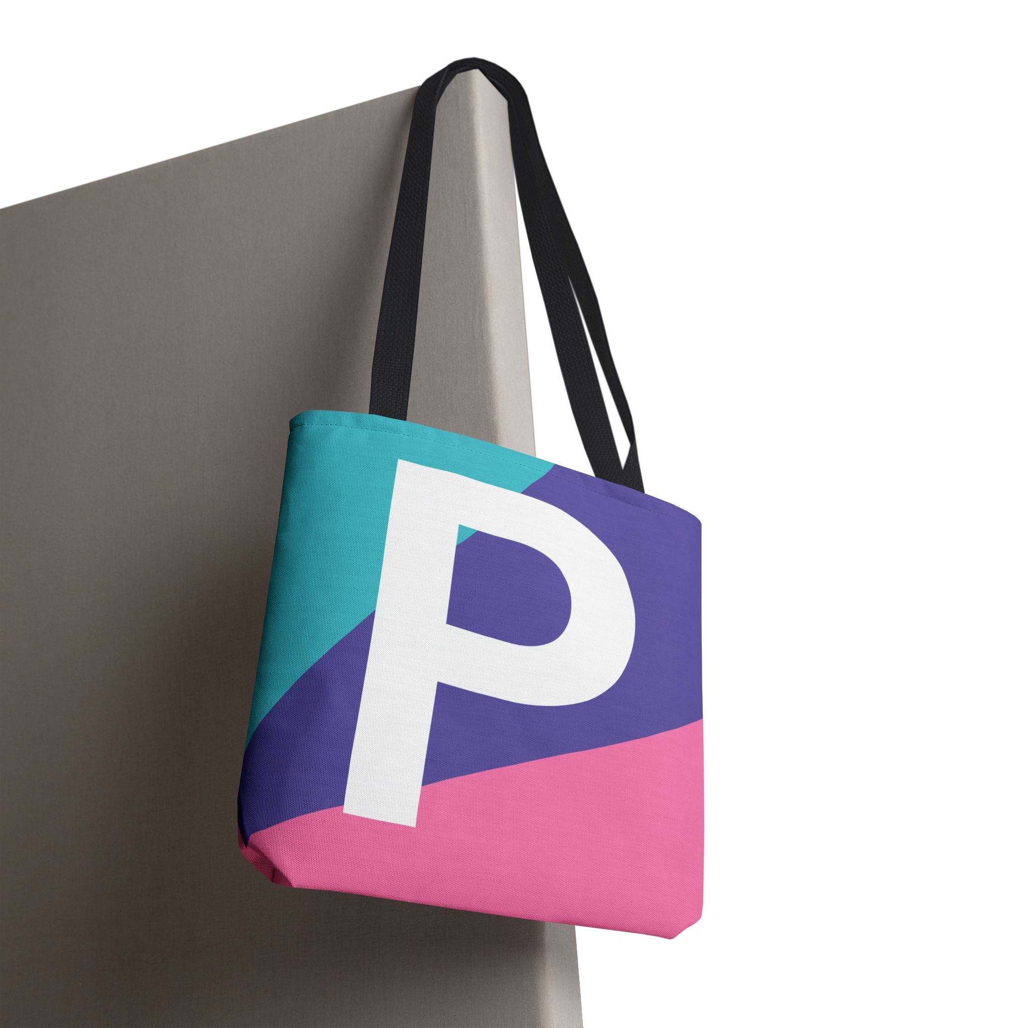 Monogram 'P' Colorblock Tote Bag — Personalized Initial P Shoulder Tote
