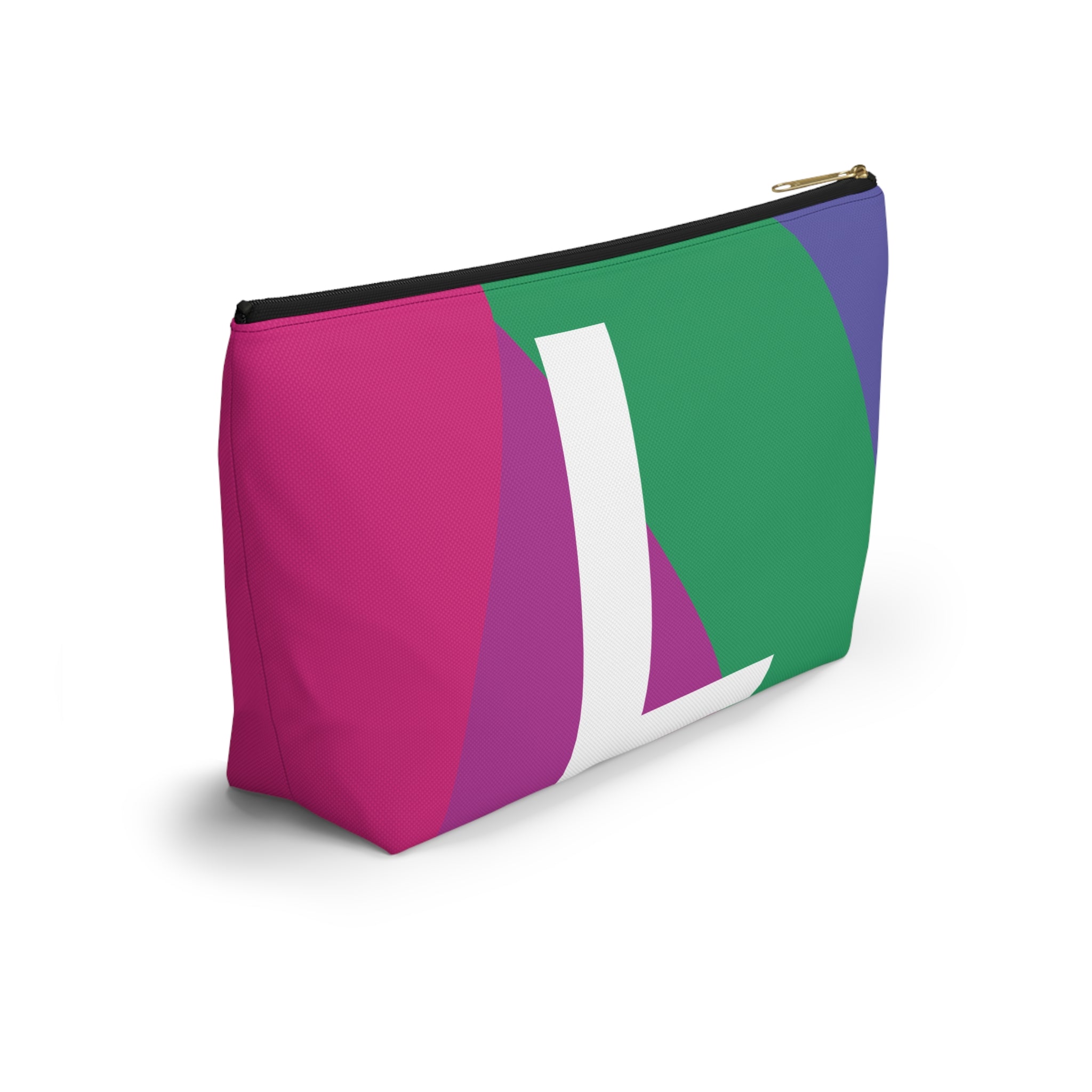 Initials Colorblock Accessory Pouch — Monogram L T-Bottom Cosmetic Bag