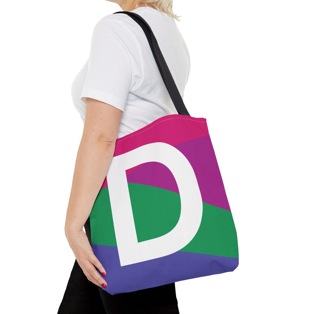 Monogram 'D' Colorblock Tote Bag — Personalized Initial D Shoulder Tote