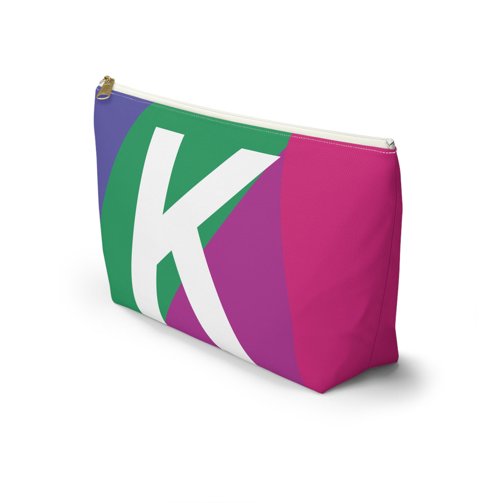 Initials Colorblock Accessory Pouch — Monogram K T-Bottom Cosmetic Bag