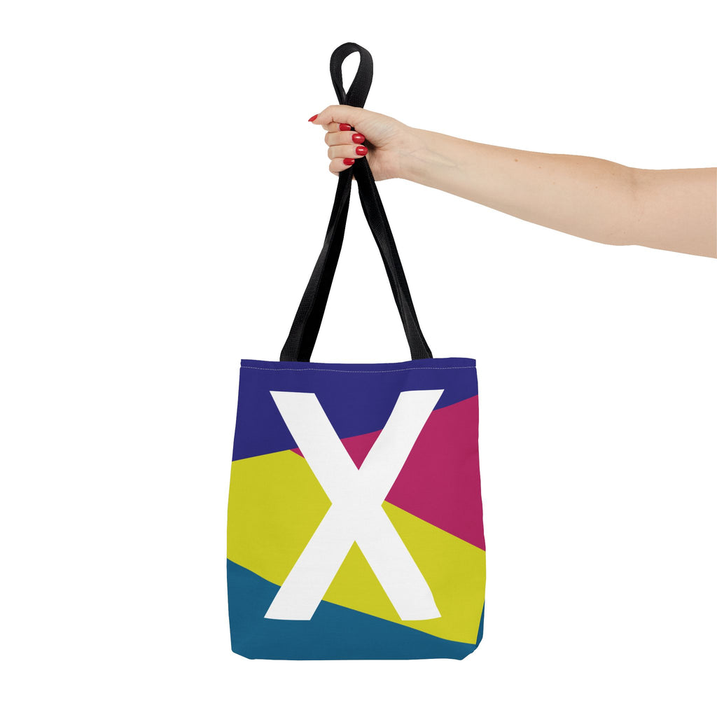 Monogram 'X' Colorblock Tote Bag — Personalized Initial X Shoulder Tote