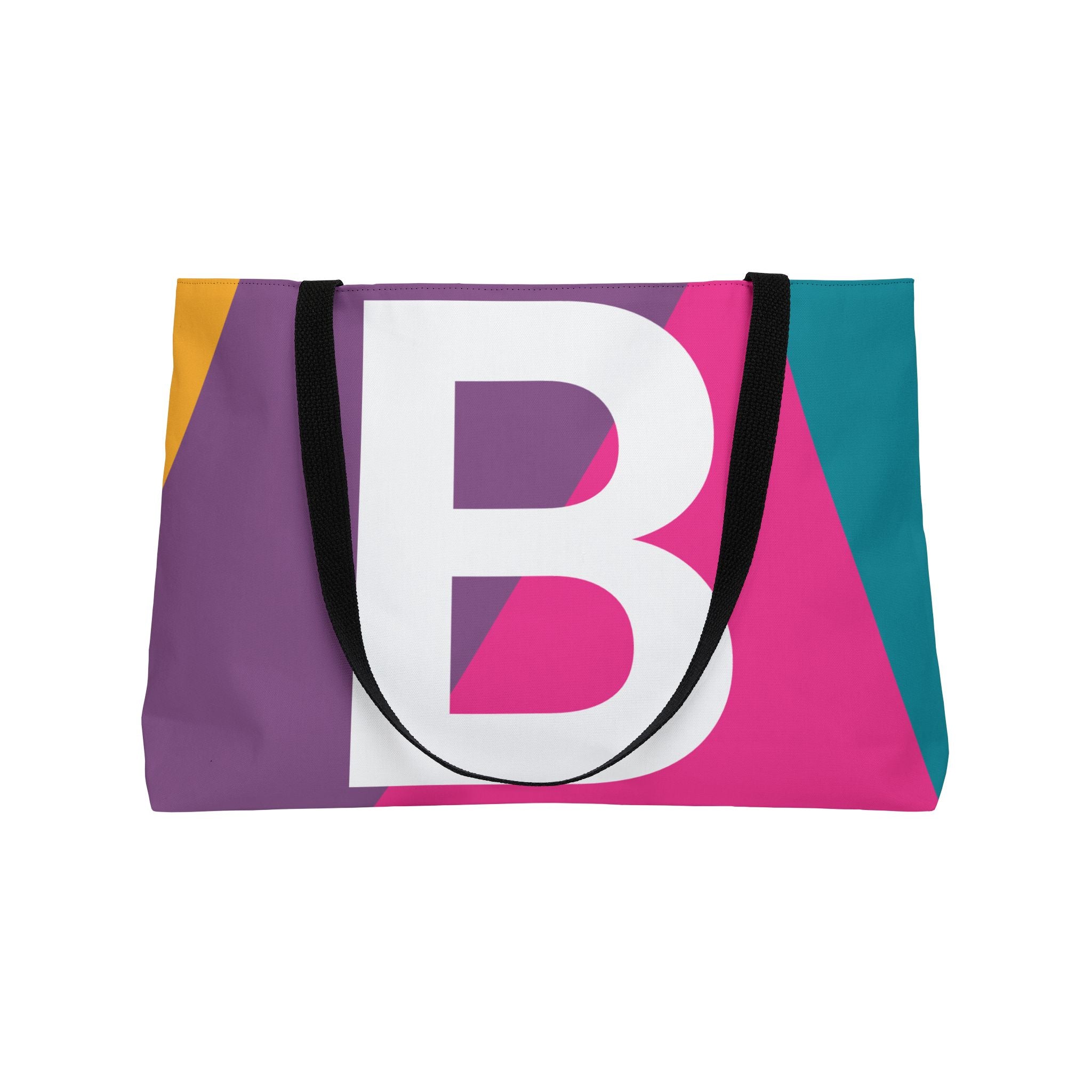 Personalized 'B' Colorblock Tote Bag — Monogram Weekender Tote