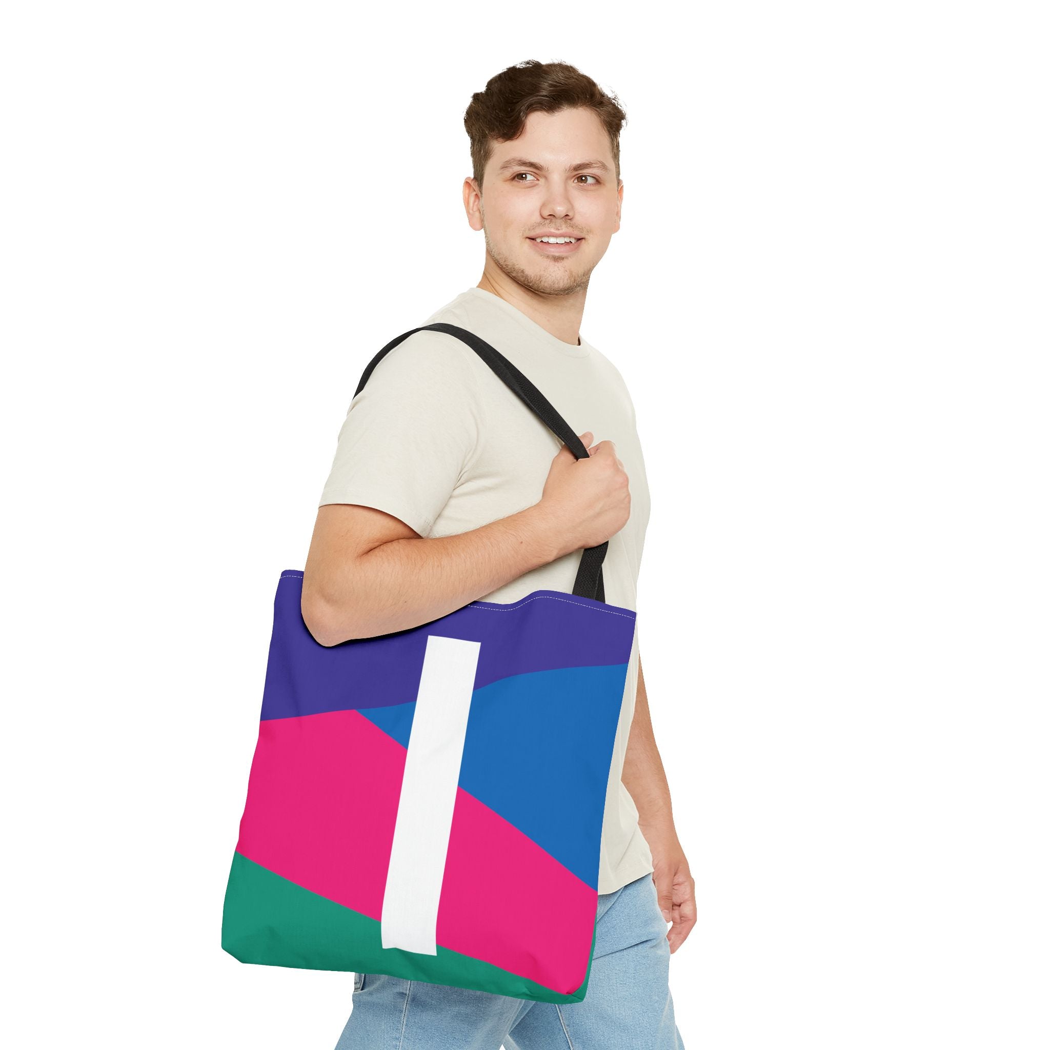 Monogram 'I' Colorblock Tote Bag — Personalized Initial I Shoulder Tote