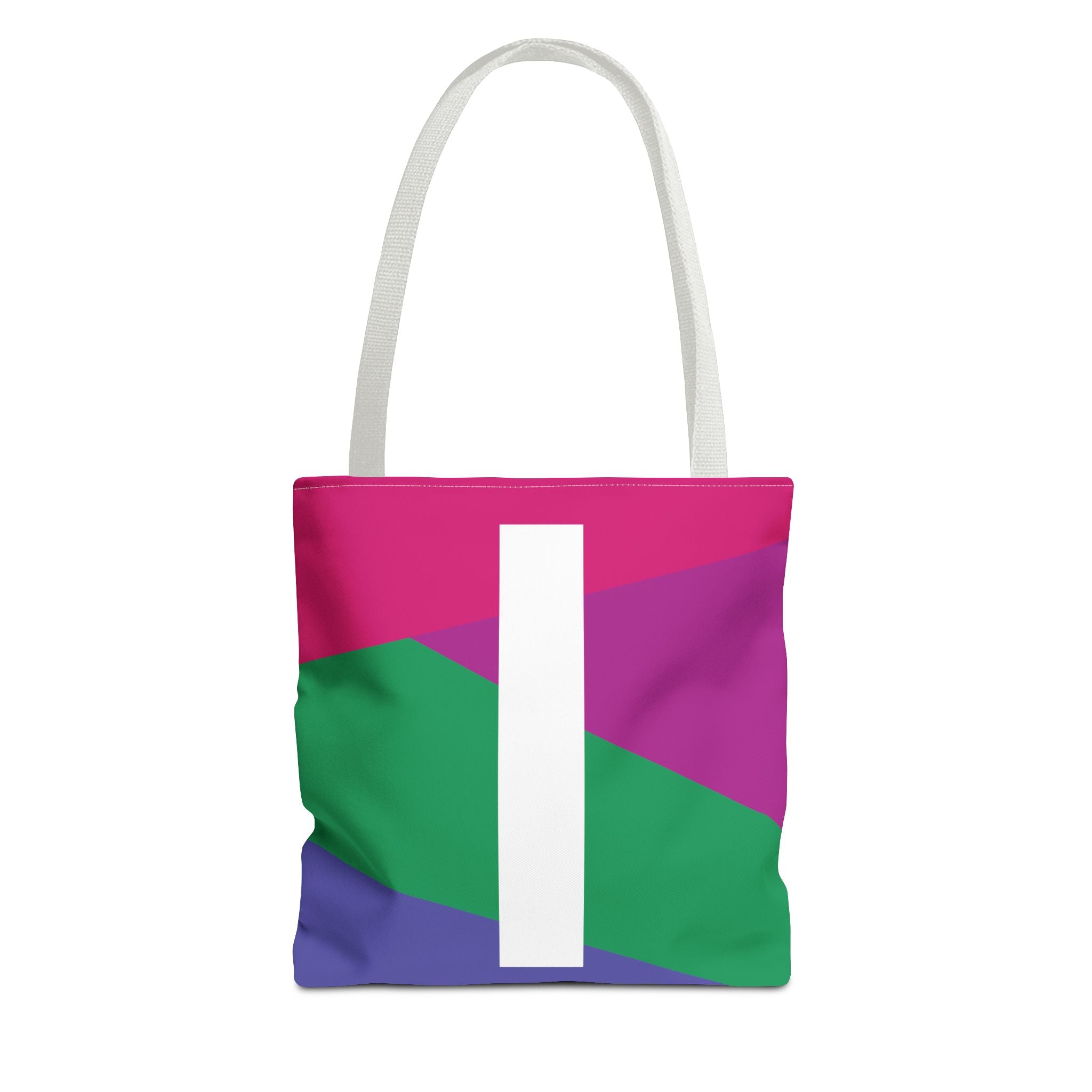 Monogram 'I' Colorblock Tote Bag — Personalized Initial I Shoulder Tote