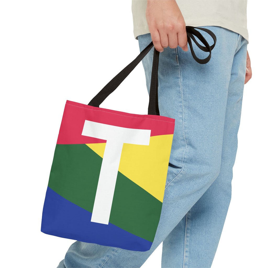 Monogram 'T' Colorblock Tote Bag — Personalized Initial T Shoulder Tote