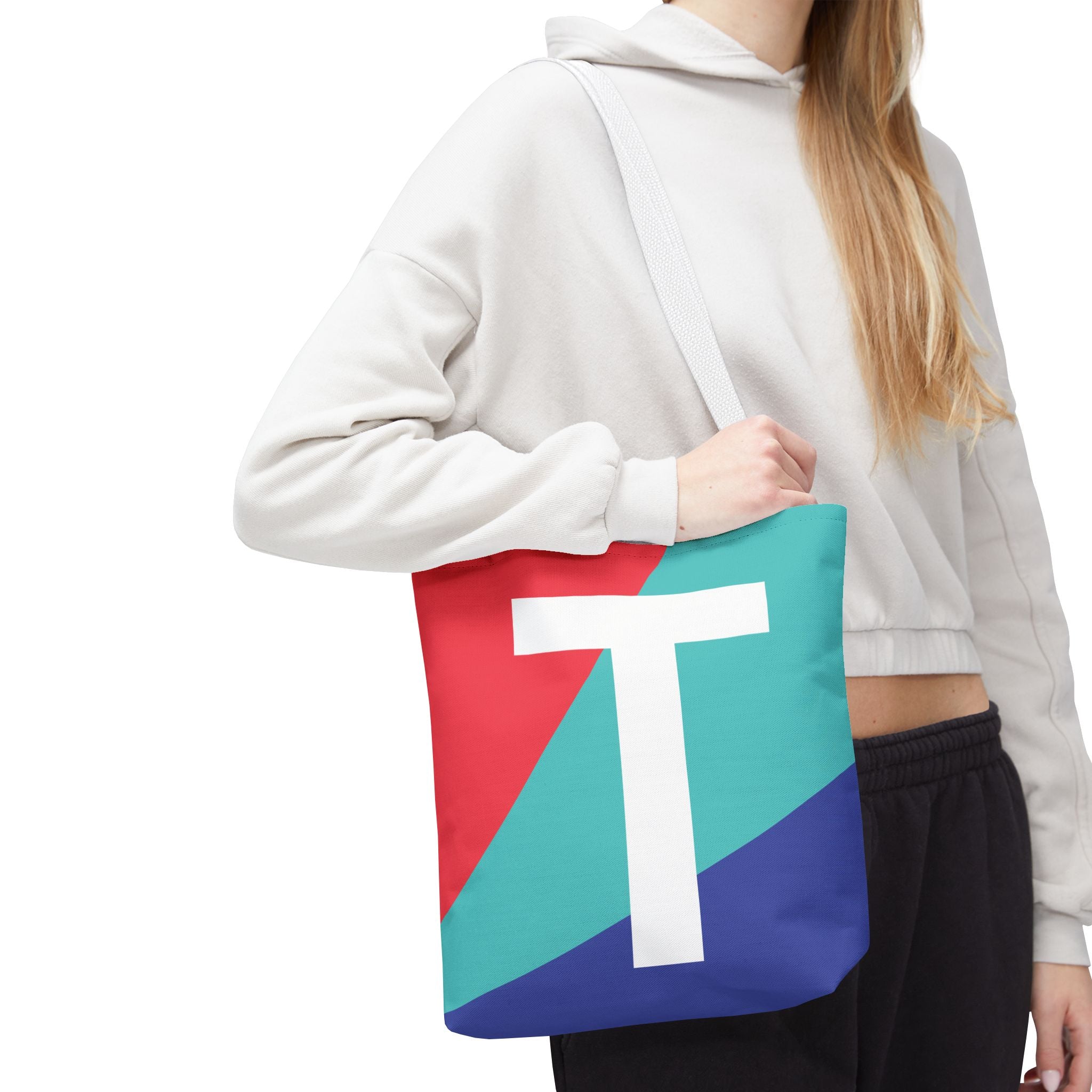 Monogram 'T' Colorblock Tote Bag — Personalized Initial T Shoulder Tote