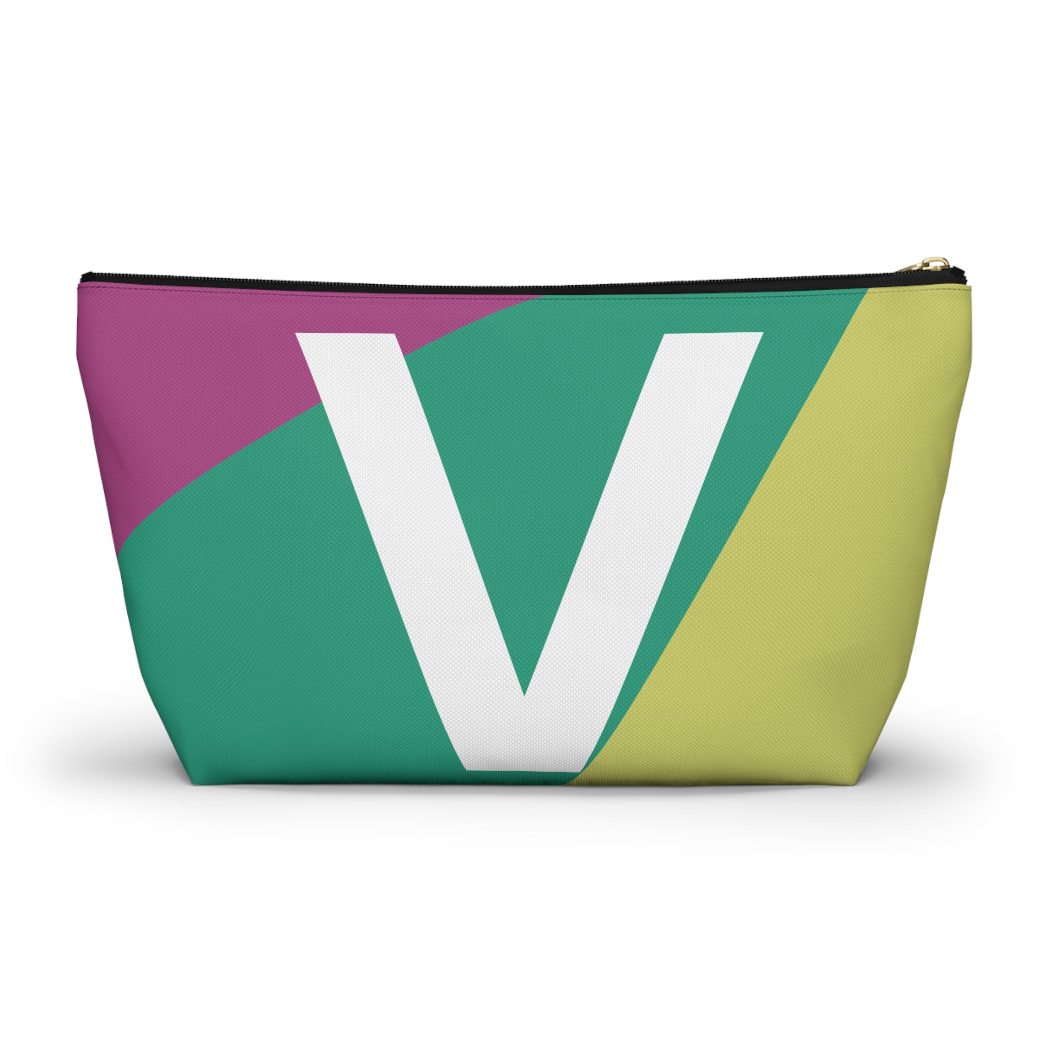 Initials Colorblock Accessory Pouch — Monogram V T-Bottom Cosmetic Bag