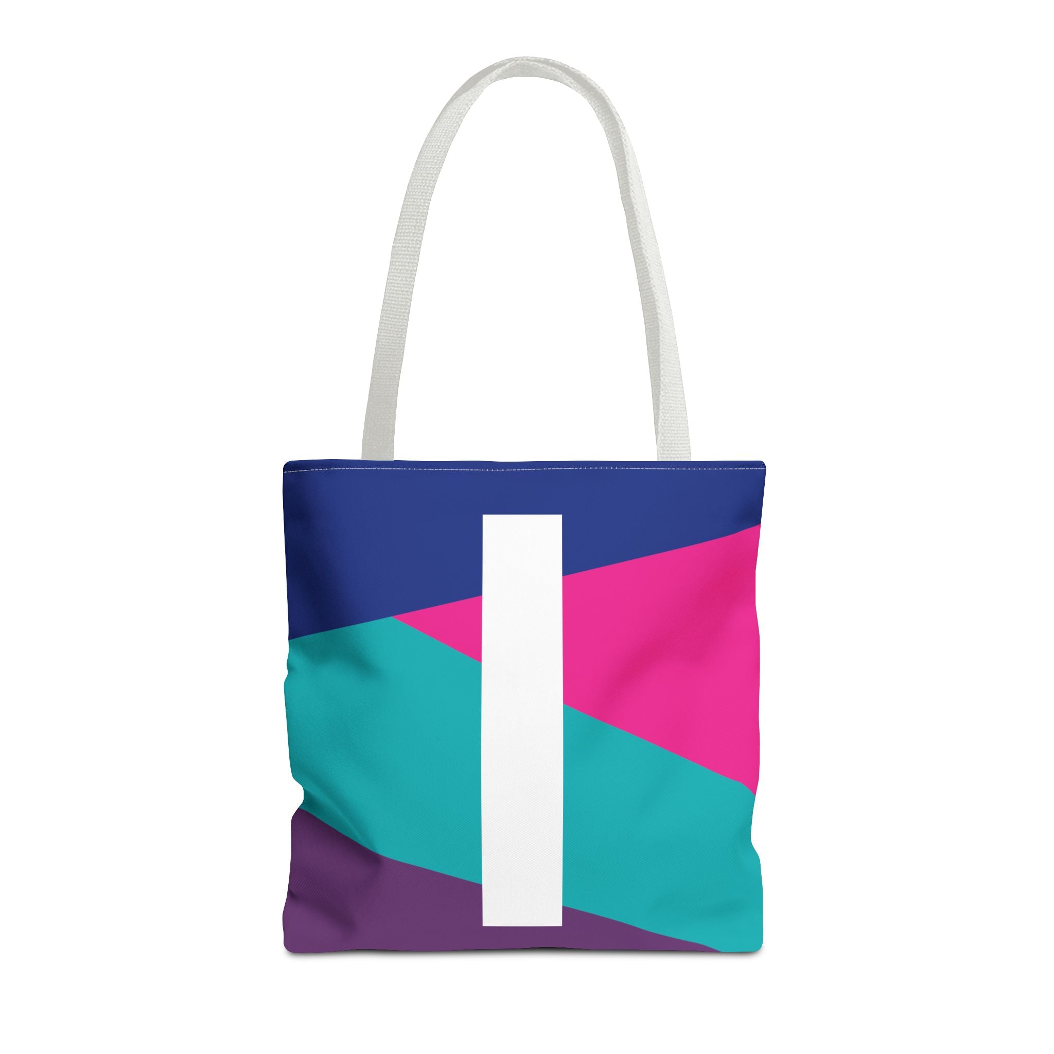 Monogram 'I' Colorblock Tote Bag — Personalized Initial I Shoulder Tote