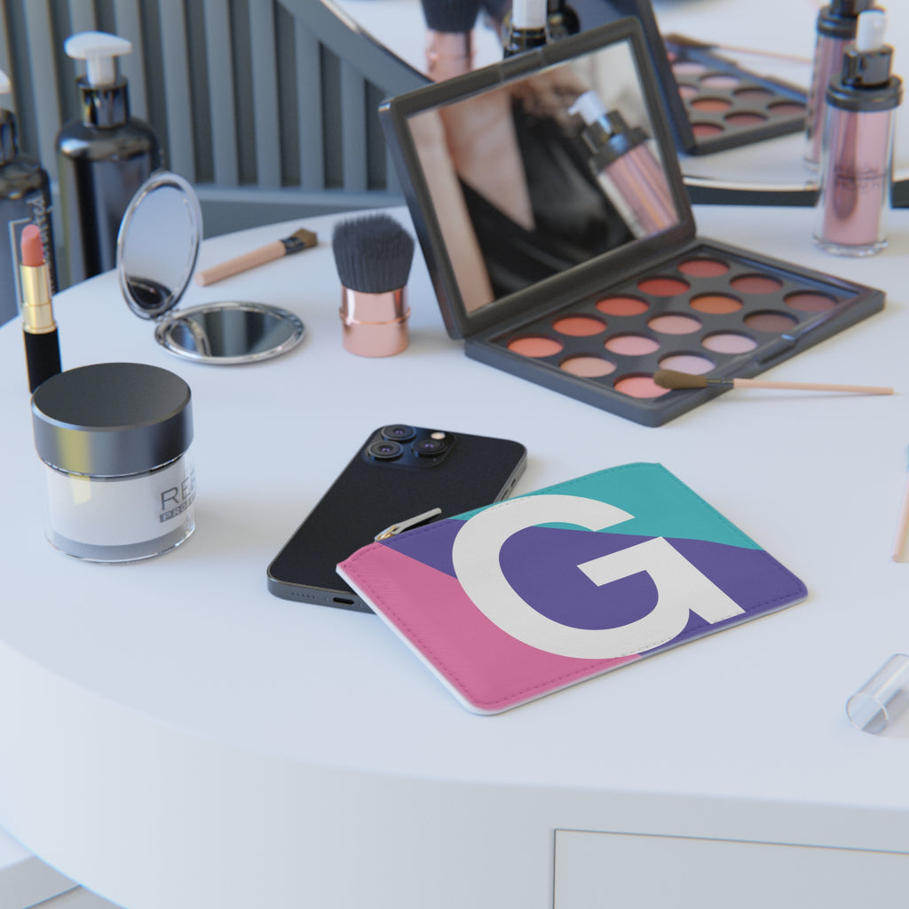 Initial G Mini Clutch — Colorblock Monogram Wristlet Wallet