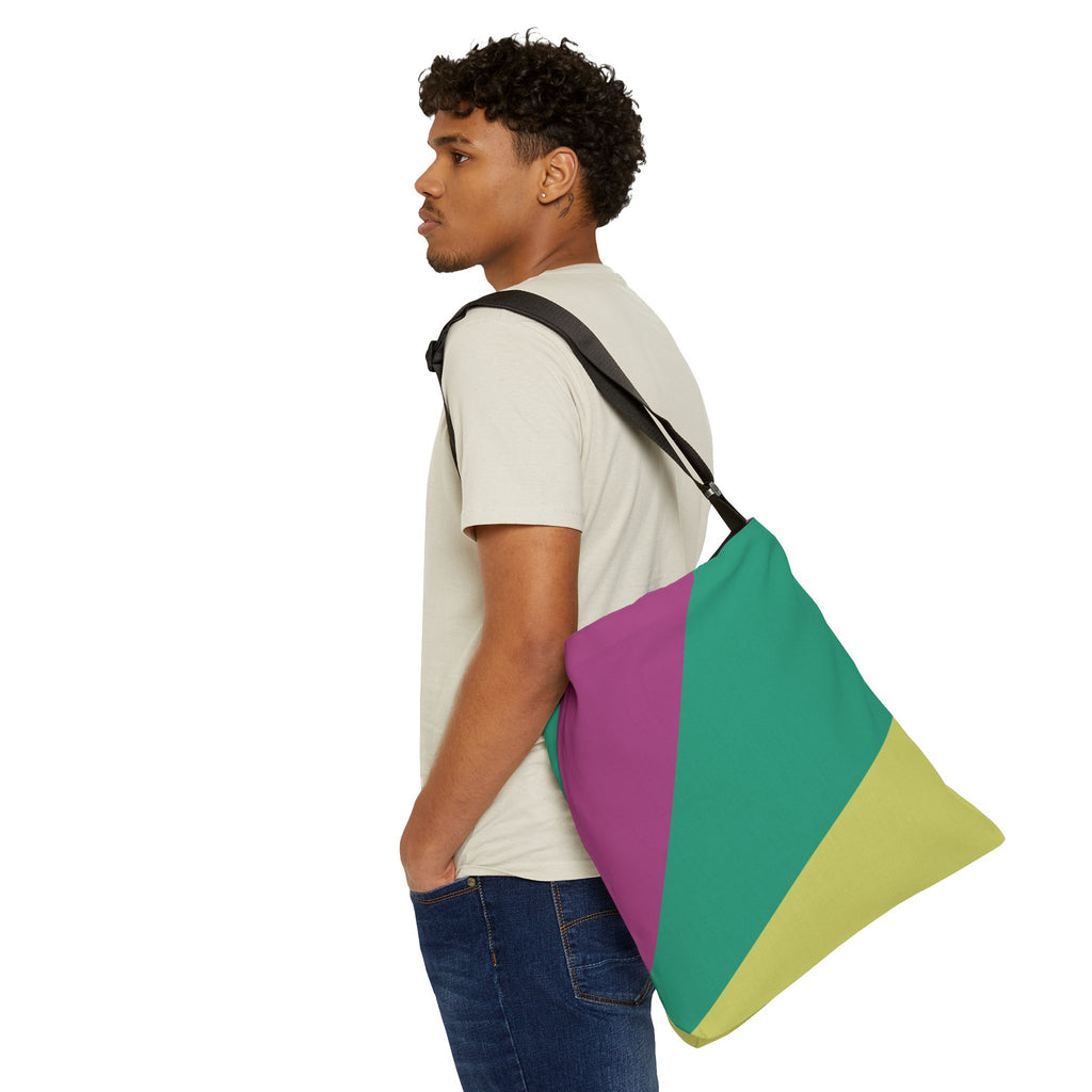 Colorblock Geometric Tote Bag — Adjustable Strap, Bright Abstract Pattern
