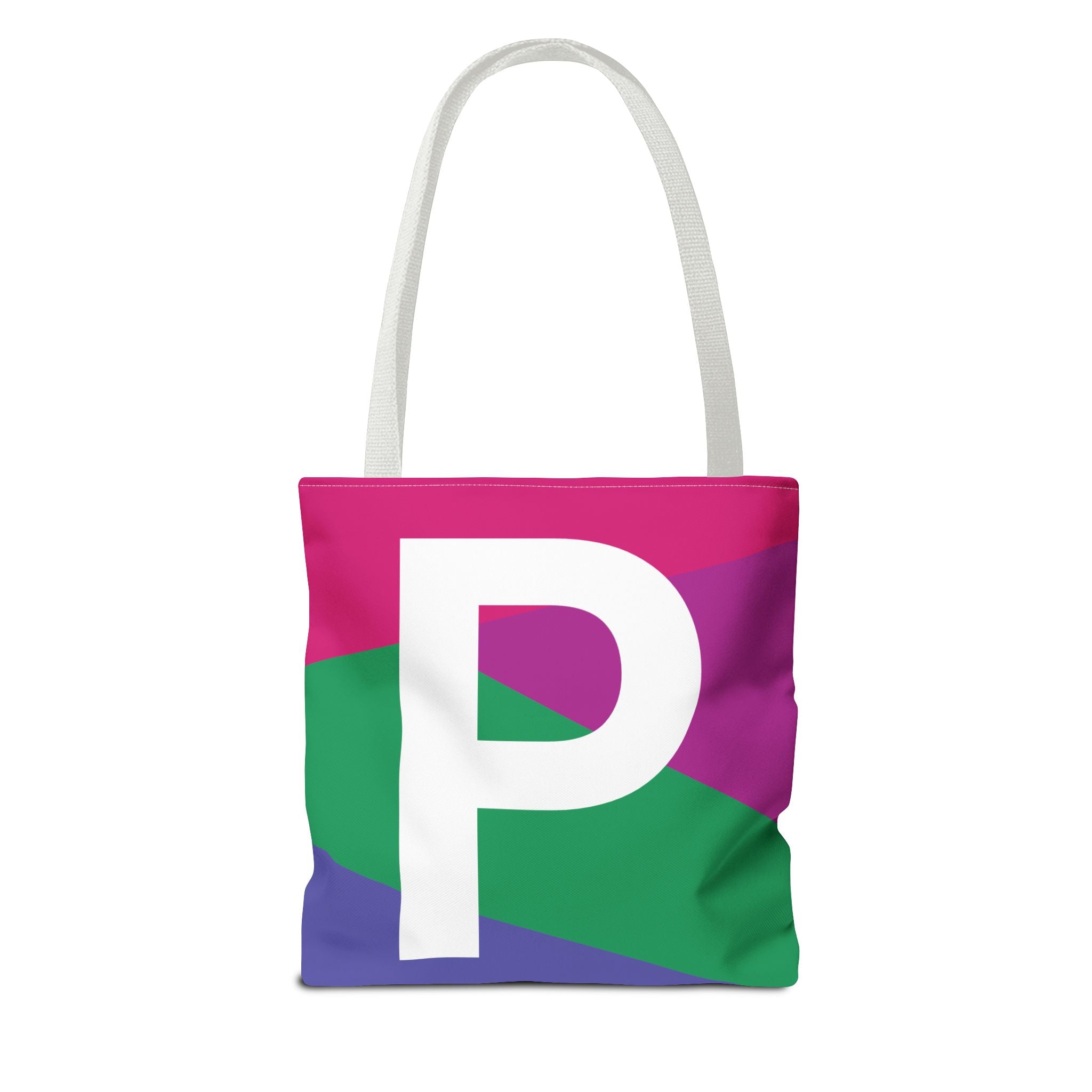 Monogram 'P' Colorblock Tote Bag — Personalized Initial P Shoulder Tote