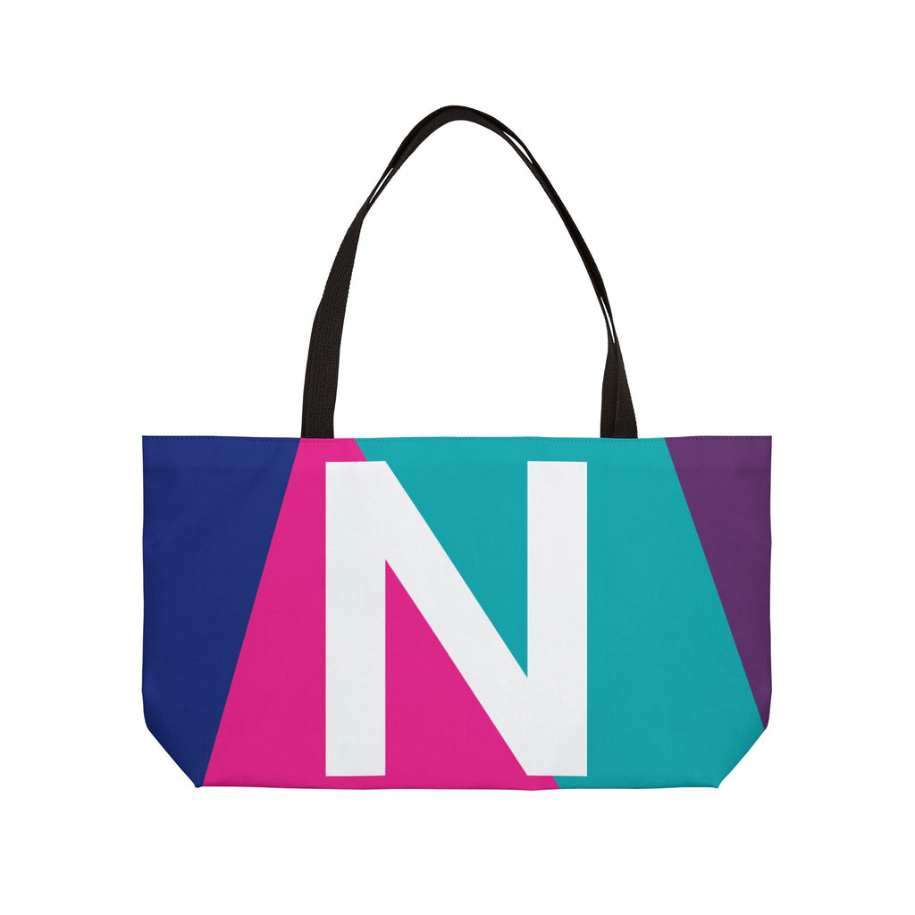 Personalized 'N' Colorblock Tote Bag — Monogram Weekender Tote
