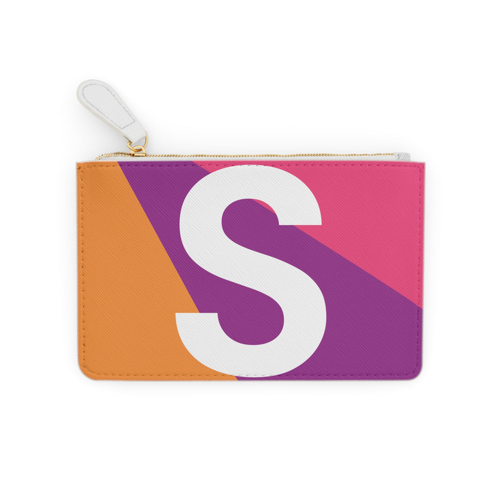 Initial S Mini Clutch — Colorblock Monogram Wristlet Wallet