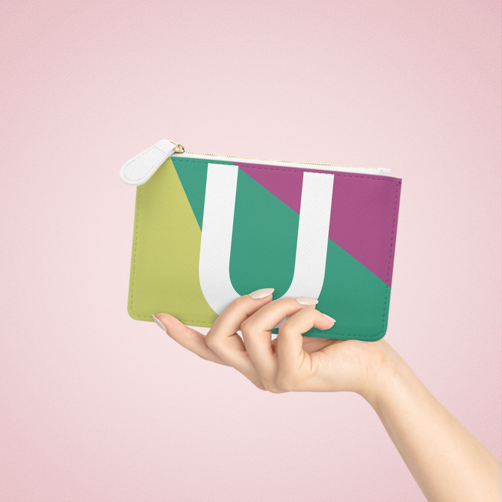 Initial U Mini Clutch — Colorblock Monogram Wristlet Wallet