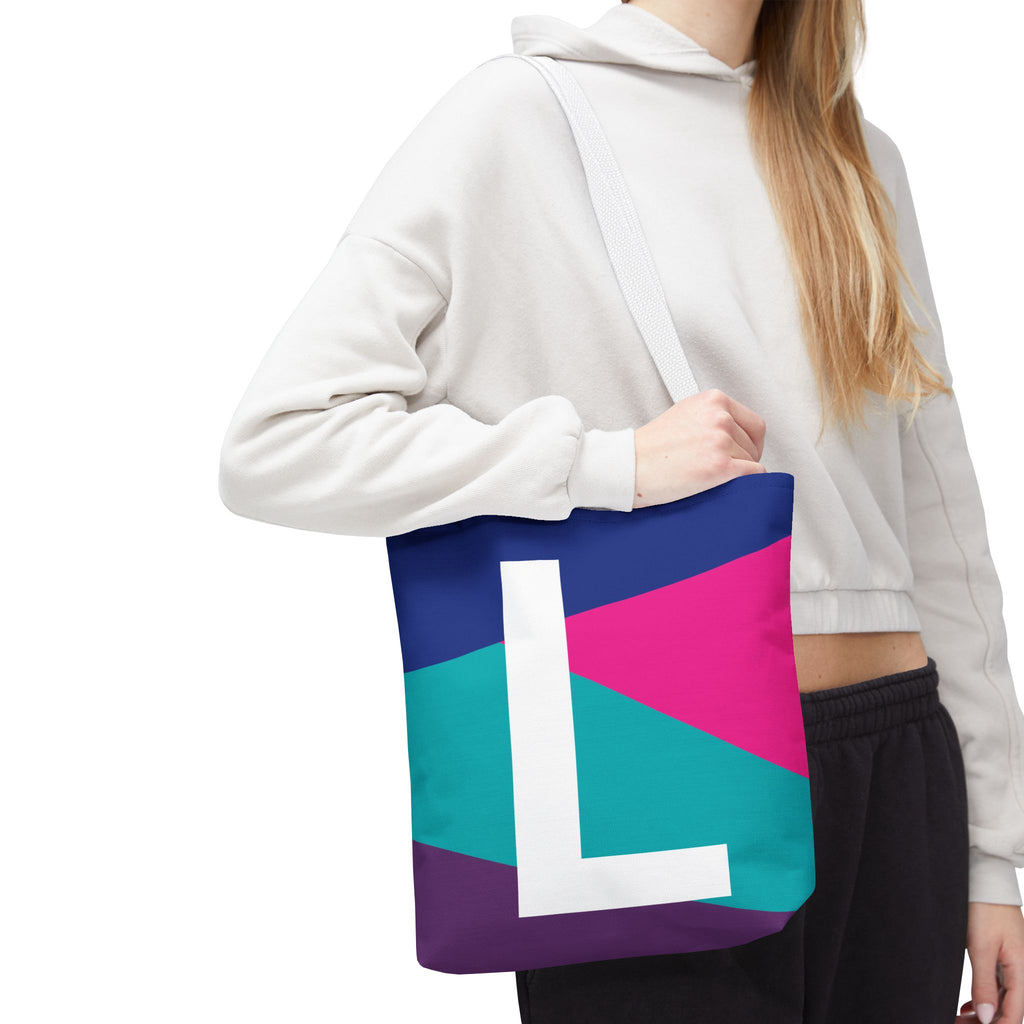 Monogram 'L' Colorblock Tote Bag — Personalized Initial L Shoulder Tote