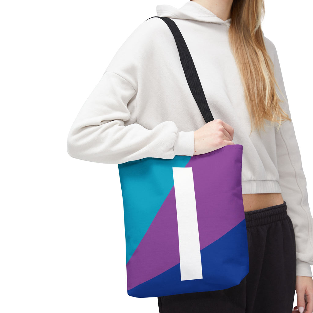 Monogram 'I' Colorblock Tote Bag — Personalized Initial I Shoulder Tote