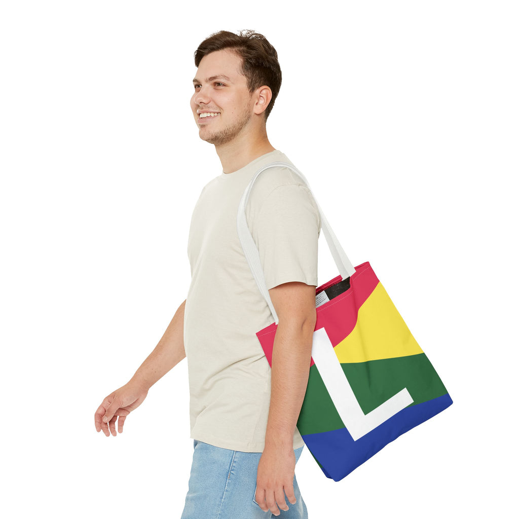 Monogram 'L' Colorblock Tote Bag — Personalized Initial L Shoulder Tote