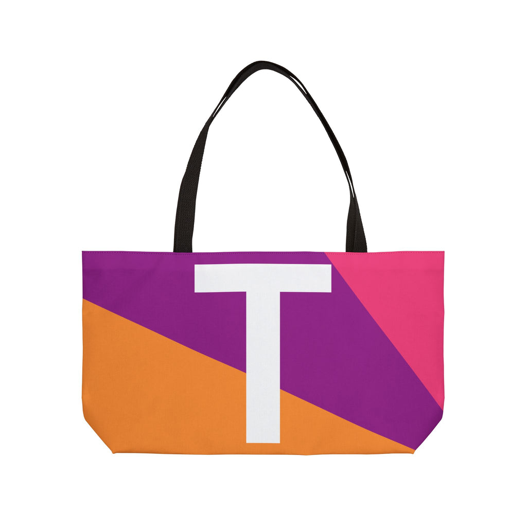 Personalized 'T' Colorblock Tote Bag — Monogram Weekender Tote