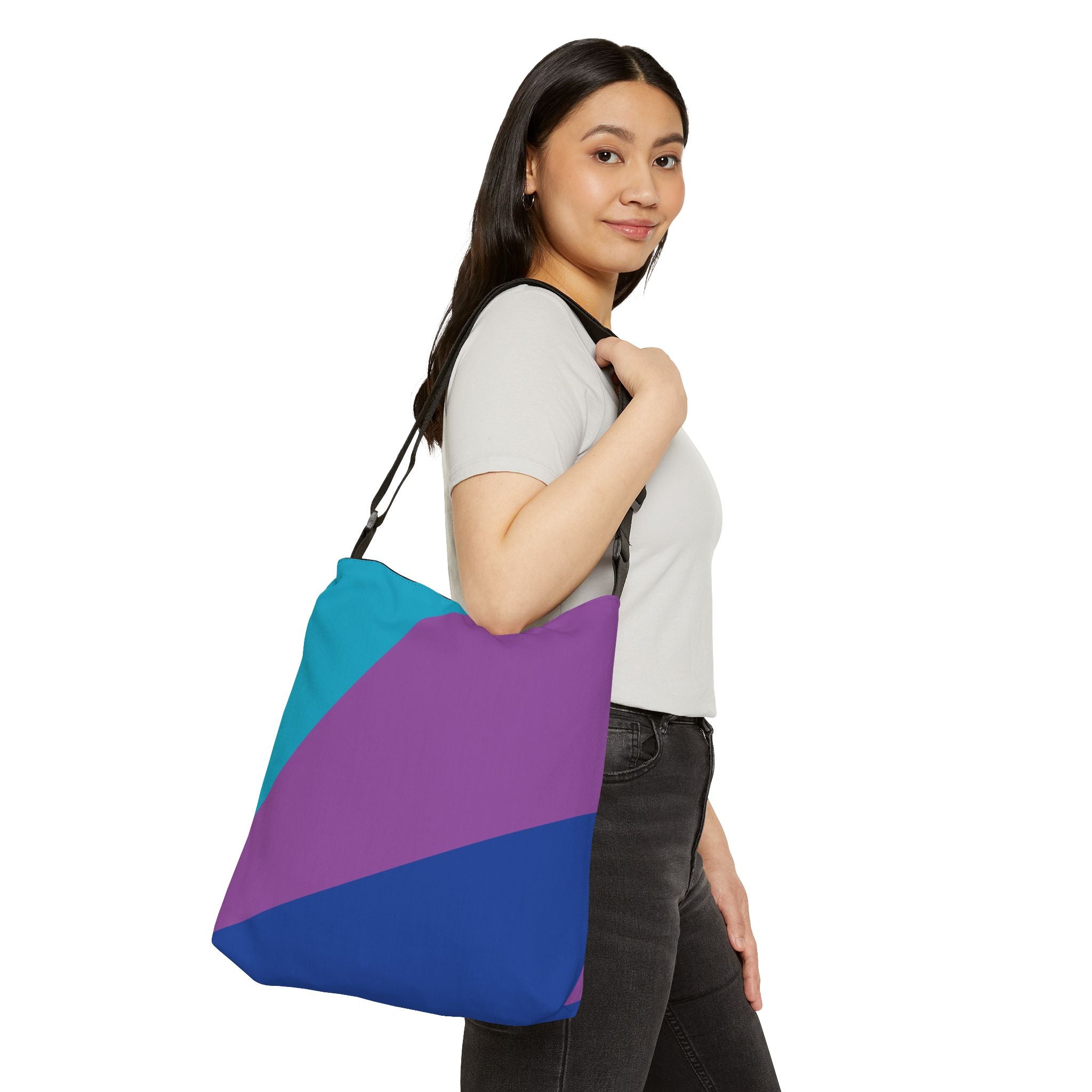 Colorblock Geometric Tote Bag — Adjustable Strap, Bright Abstract Pattern