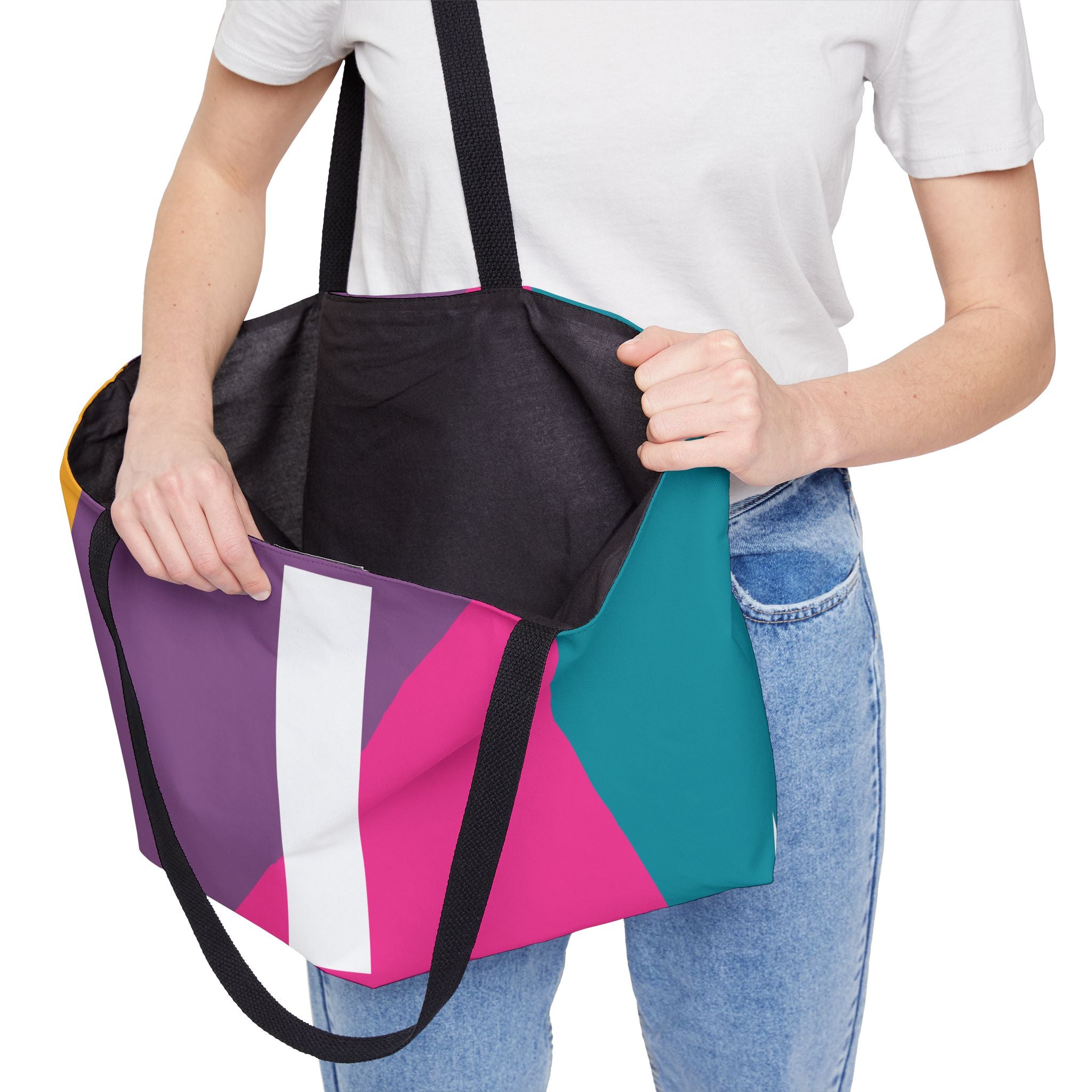 Personalized 'I' Colorblock Tote Bag — Monogram Weekender Tote