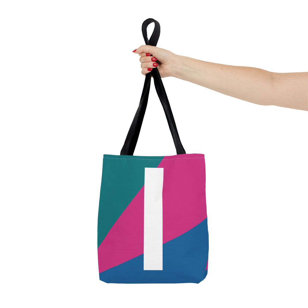 Monogram 'I' Colorblock Tote Bag — Personalized Initial I Shoulder Tote