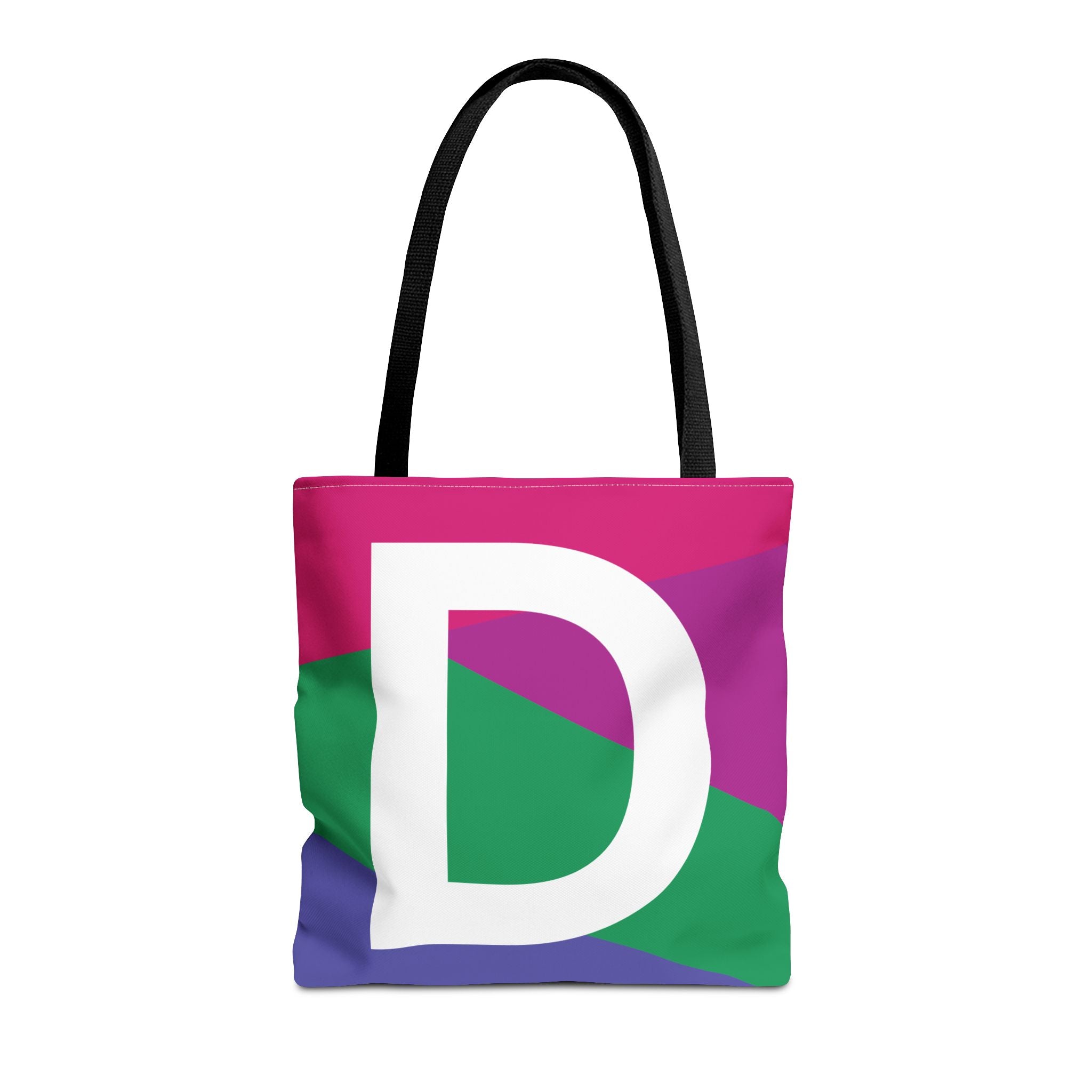 Monogram 'D' Colorblock Tote Bag — Personalized Initial D Shoulder Tote
