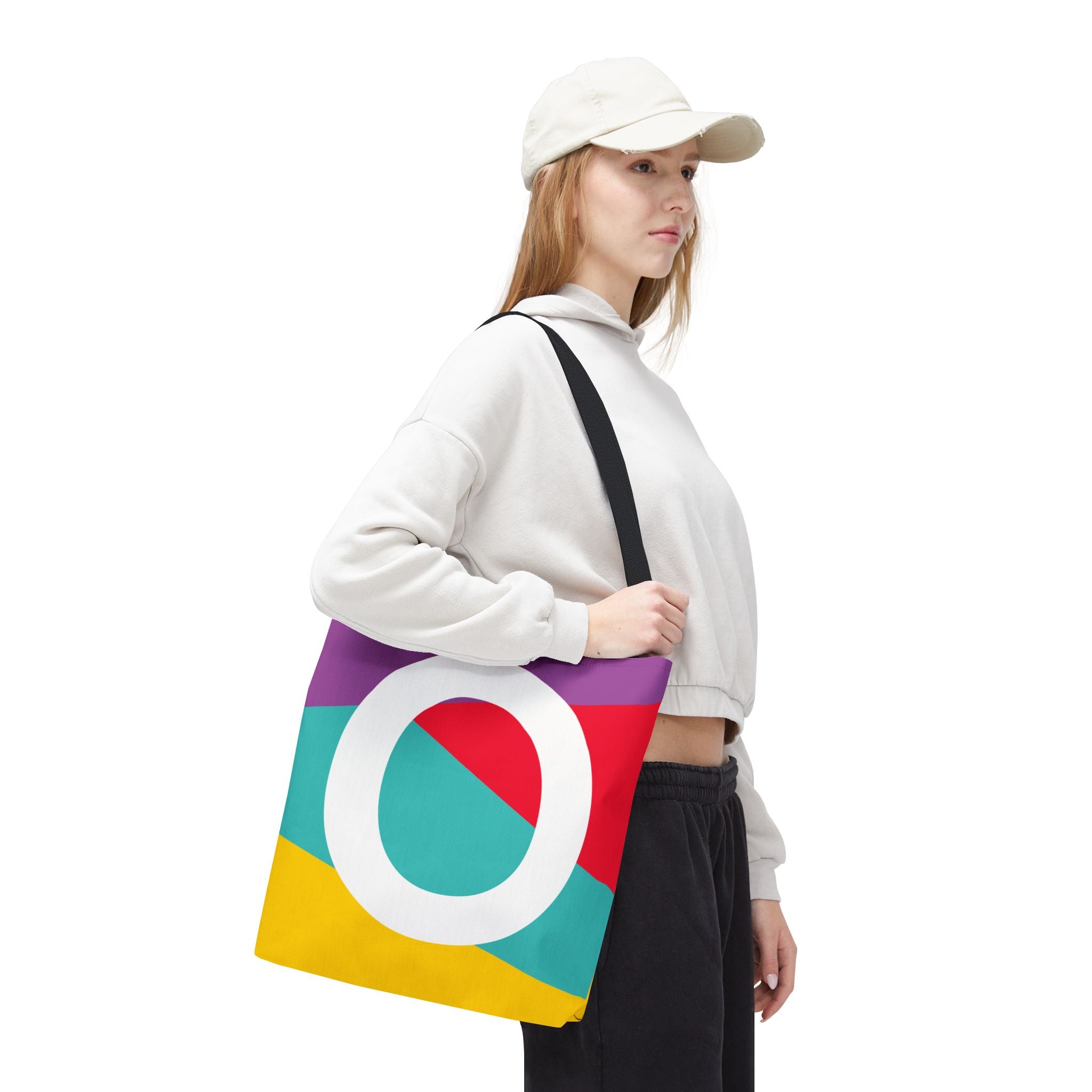 Monogram 'O' Colorblock Tote Bag — Personalized Initial O Shoulder Tote