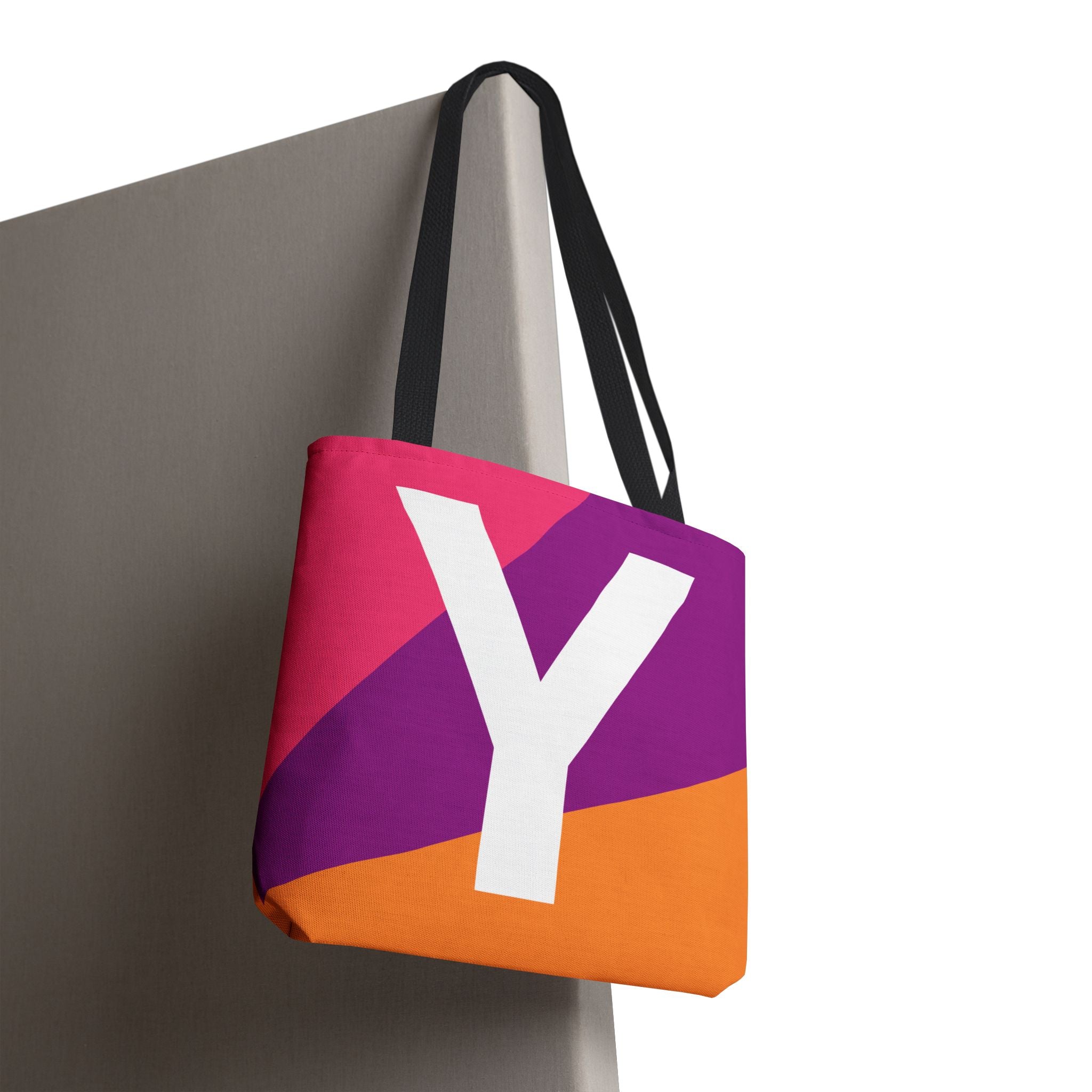 Monogram 'Y' Colorblock Tote Bag — Personalized Initial Y Shoulder Tote
