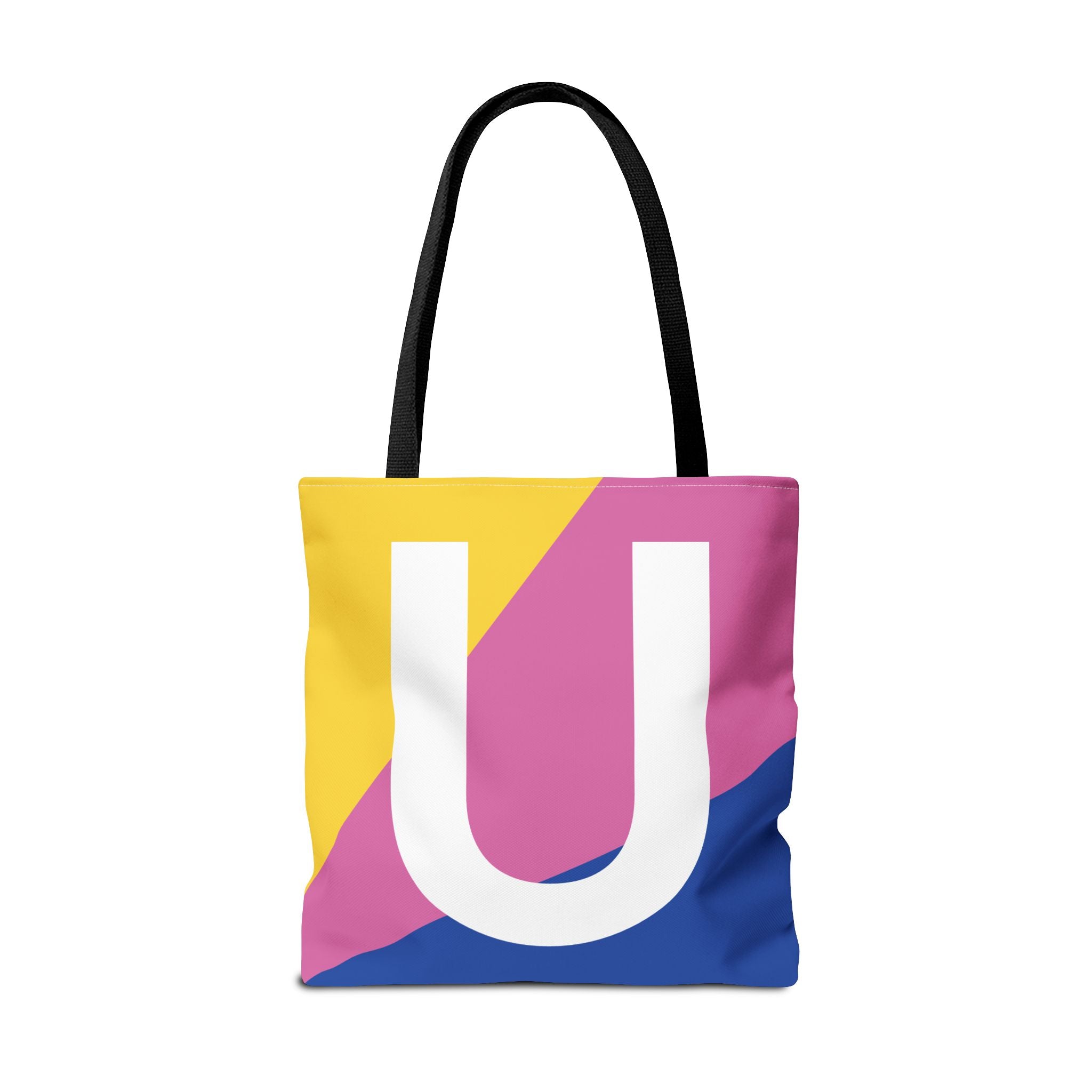 Monogram 'U' Colorblock Tote Bag — Personalized Initial U Shoulder Tote