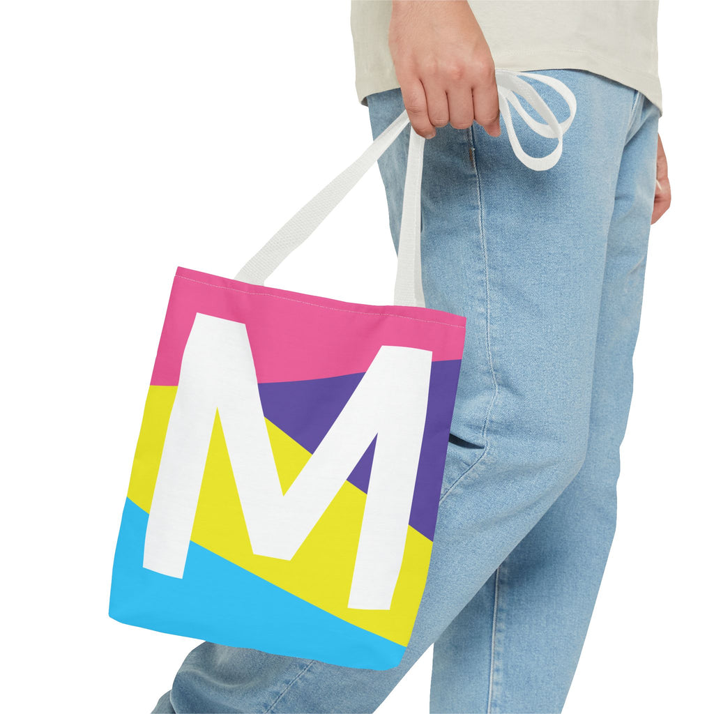 Monogram 'M' Colorblock Tote Bag — Personalized Initial M Shoulder Tote