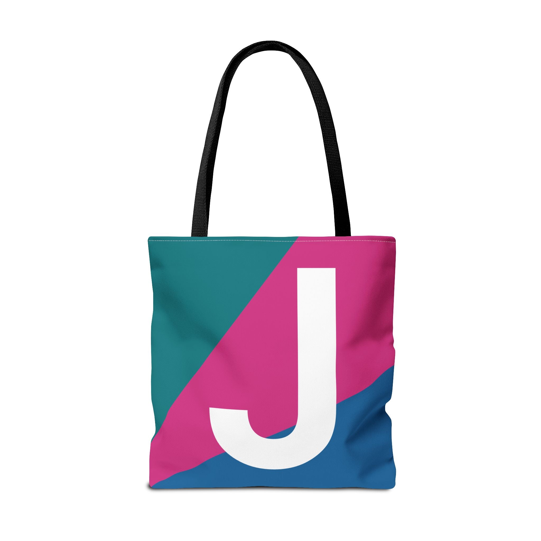 Monogram 'J' Colorblock Tote Bag — Personalized Initial J Shoulder Tote