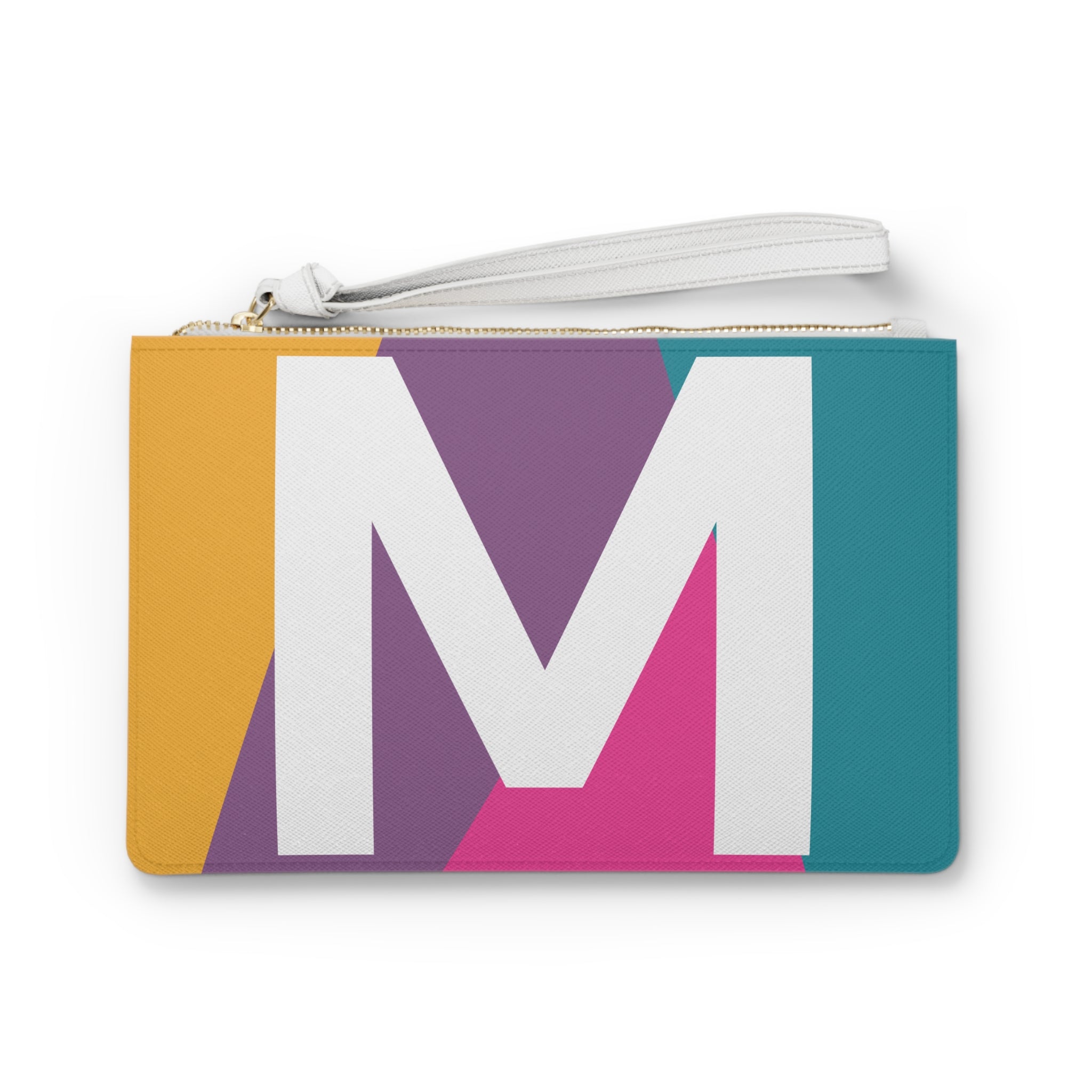 Monogram 'M' Colorblock Clutch Bag — Bold Geometric Wristlet for Everyday & Gifts