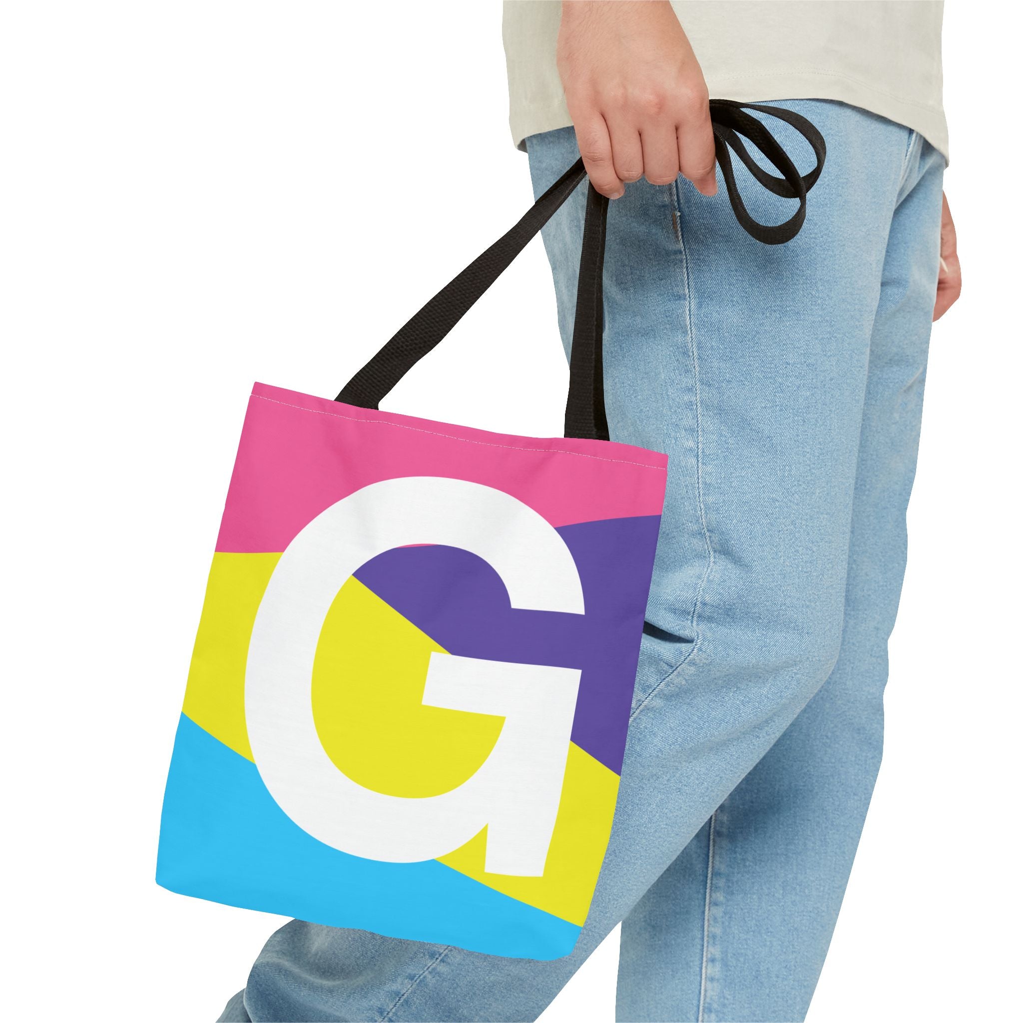 Monogram 'G' Colorblock Tote Bag — Personalized Initial G Shoulder Tote