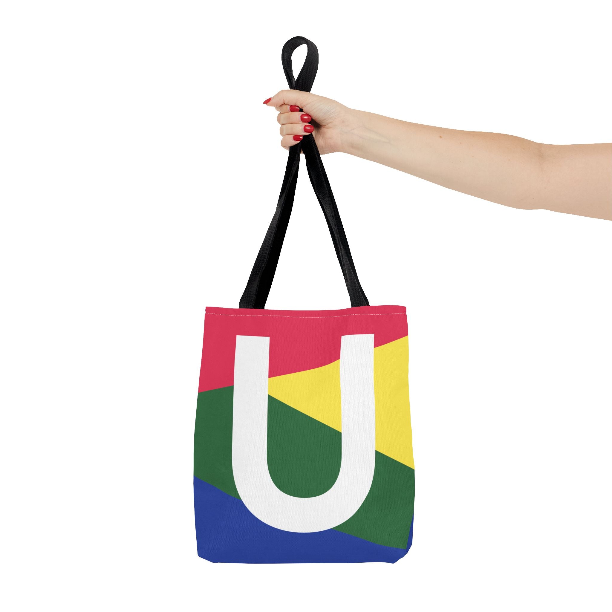 Monogram 'U' Colorblock Tote Bag — Personalized Initial U Shoulder Tote