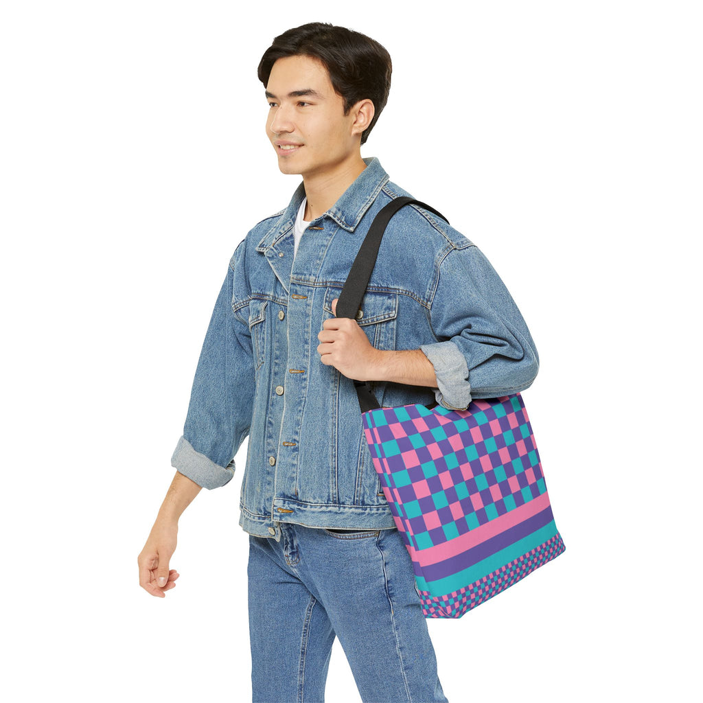 Colorblock Geometric Tote Bag