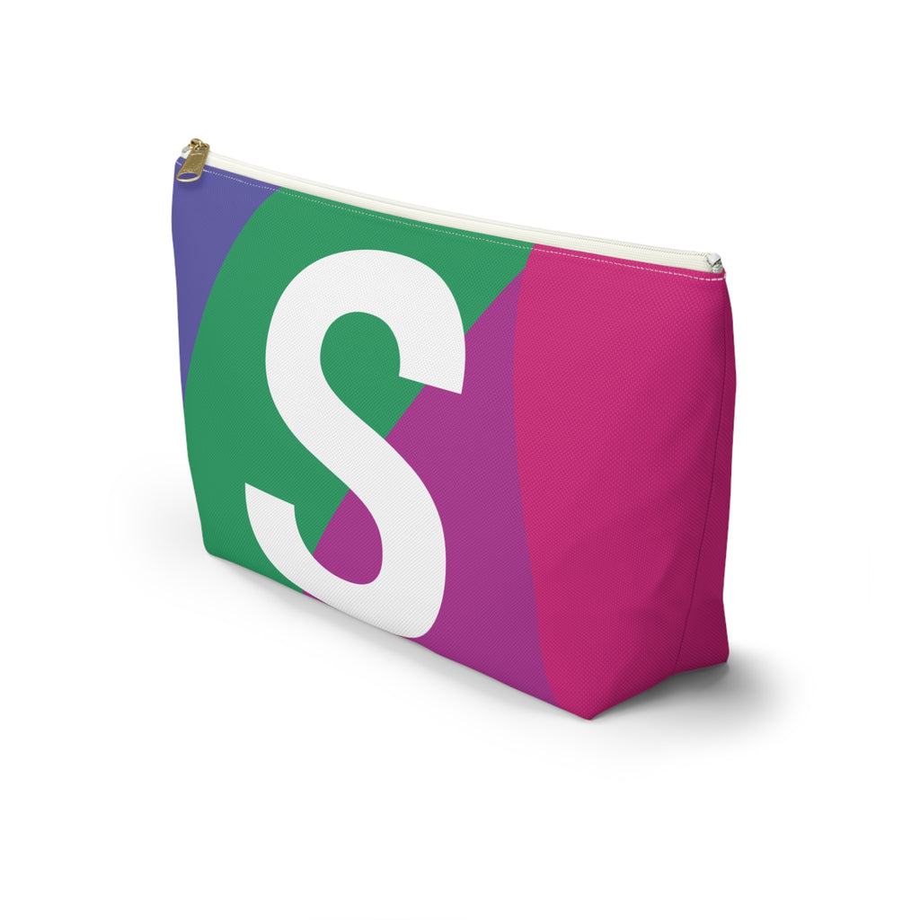 Initials Colorblock Accessory Pouch — Monogram S T-Bottom Cosmetic Bag
